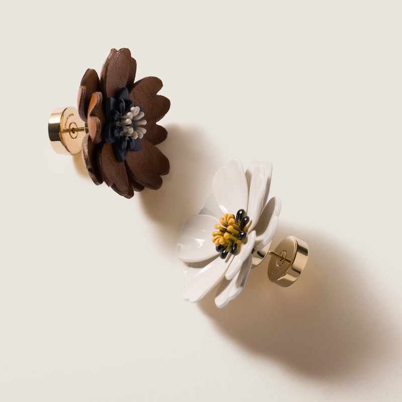 Metal and leather earrings