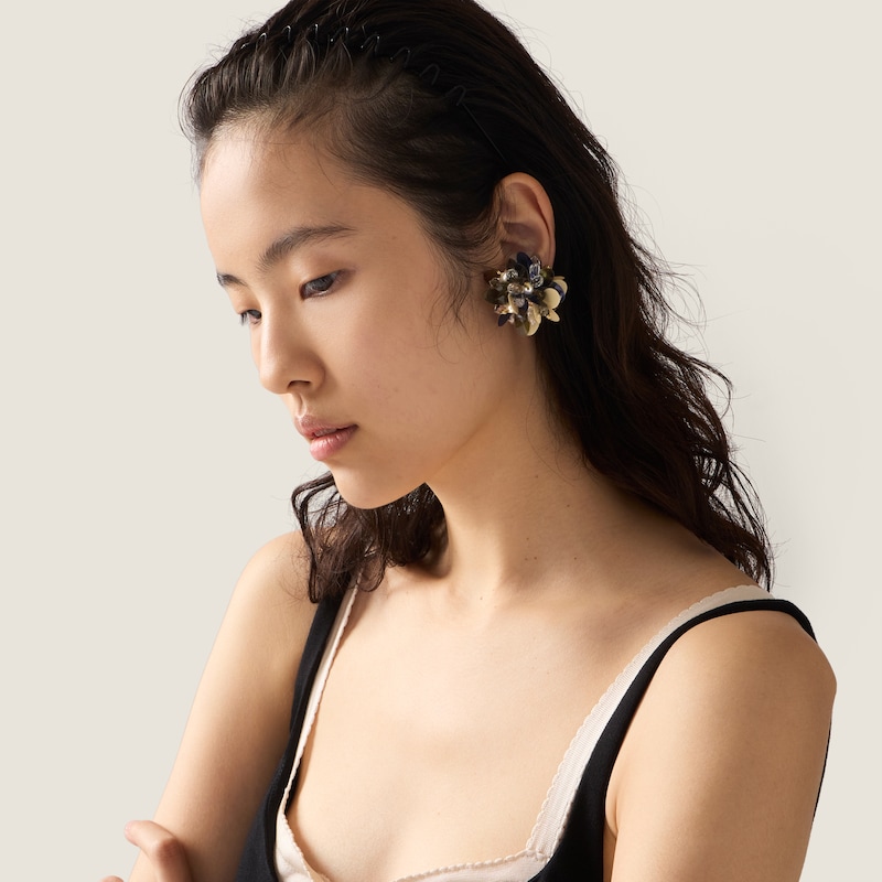 Metal, glass and sequin earrings