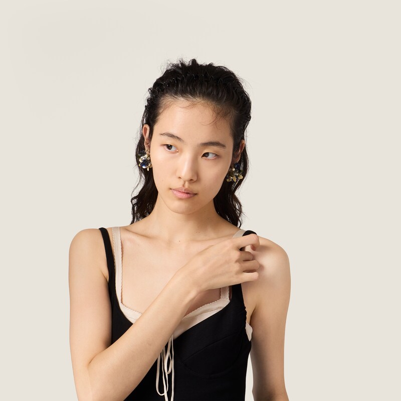 Metal, glass and sequin earrings