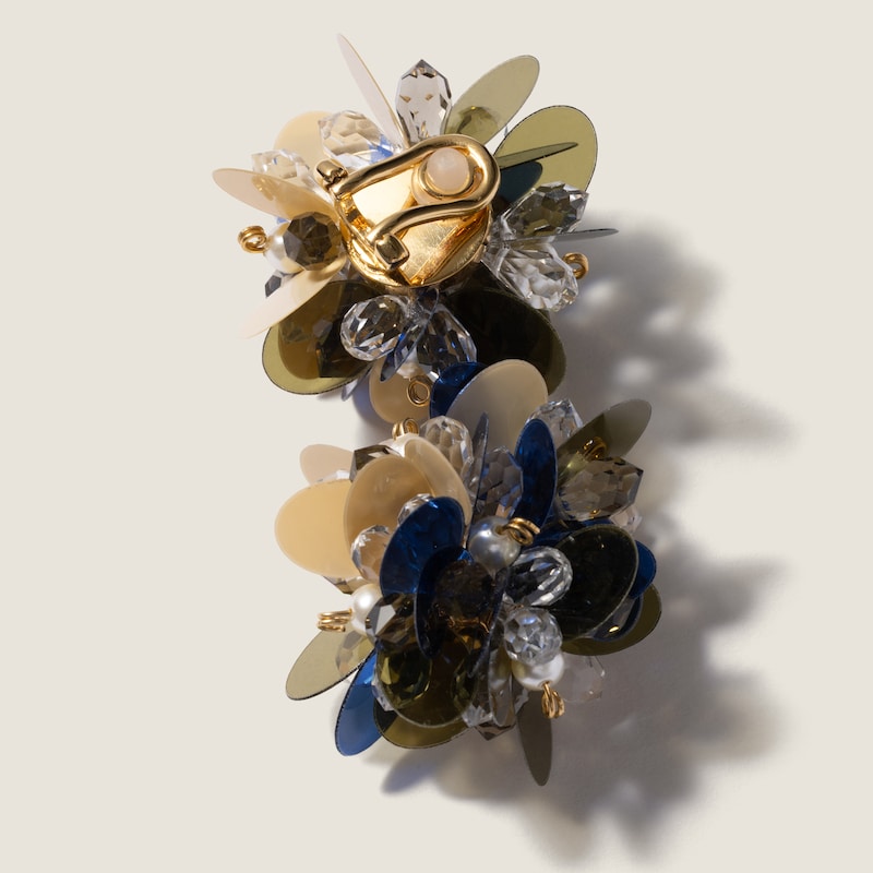 Metal, glass and sequin earrings