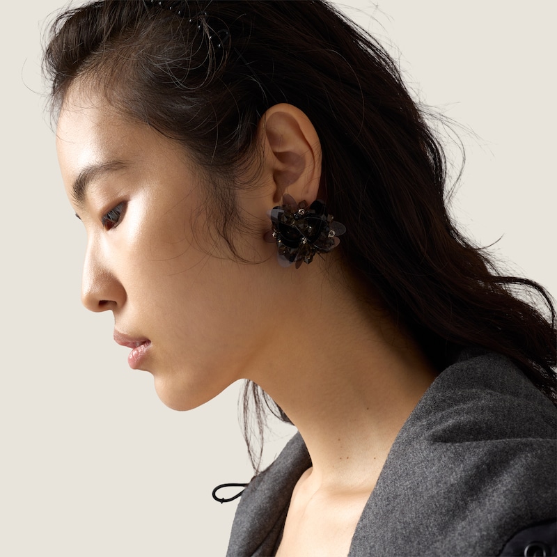 Metal, glass and sequin earrings