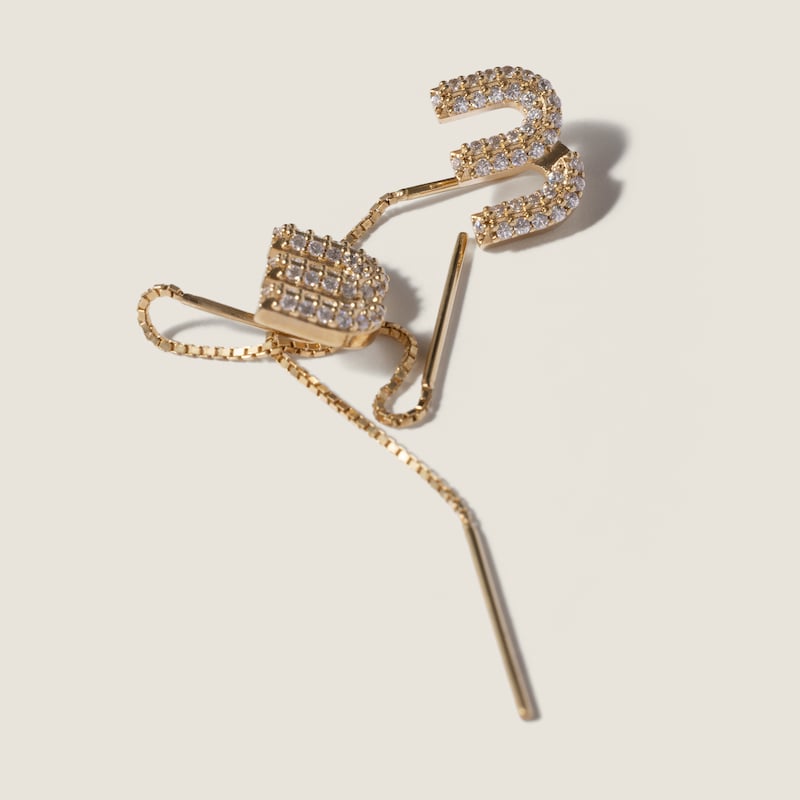 Metal earrings with crystals