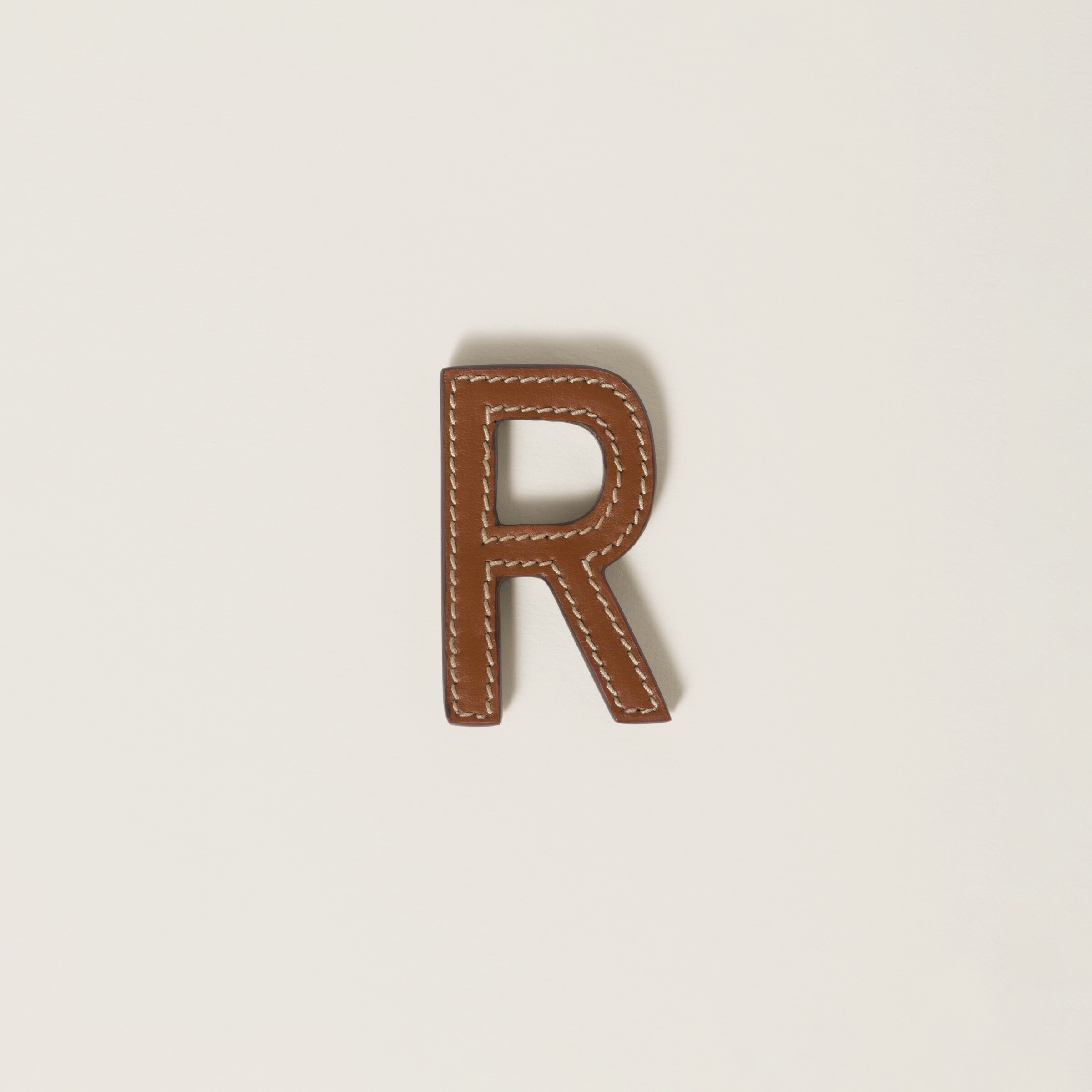 Cognac Leather And Metal Brooch | Miu Miu