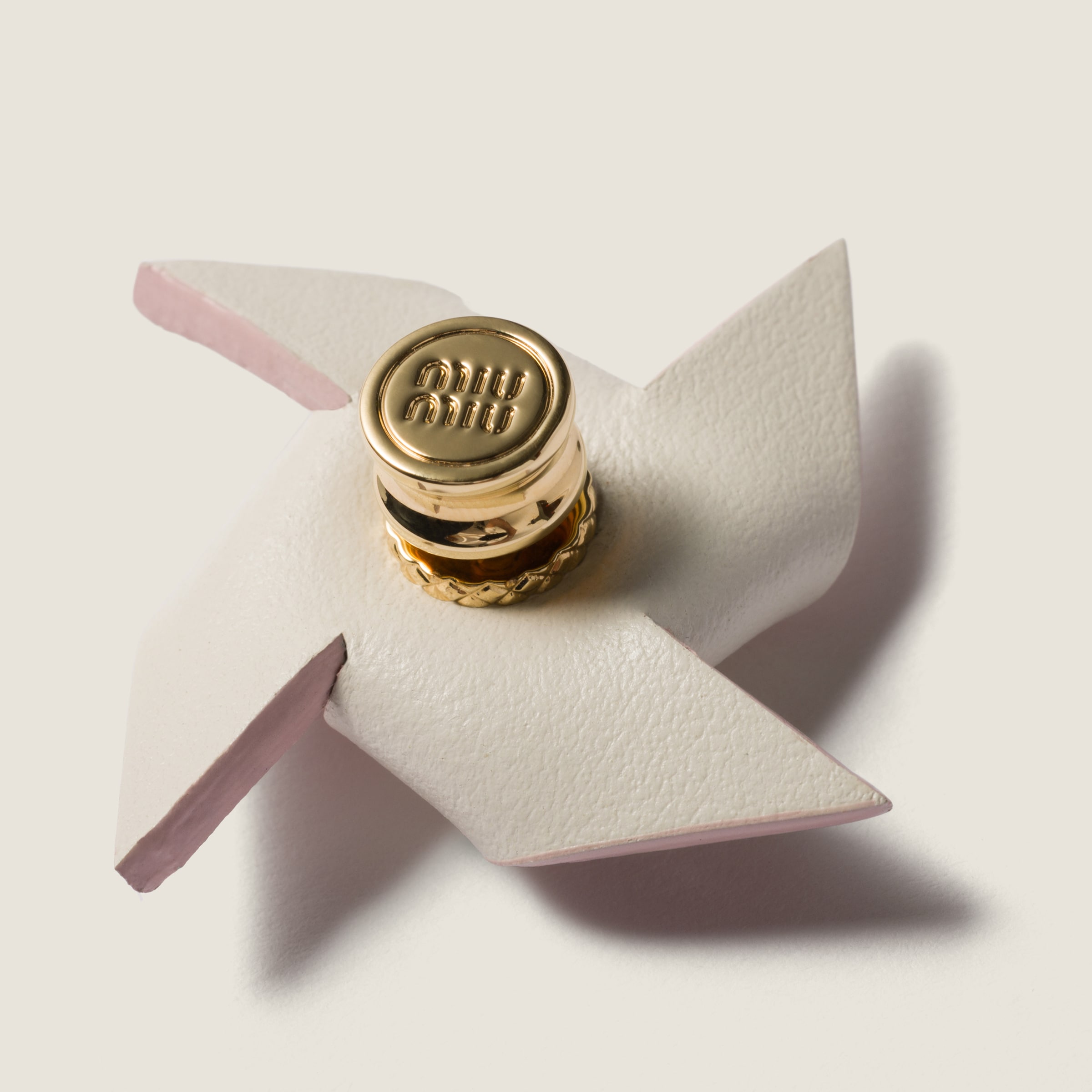 Miu Miu Leather Pinwheel Brooch In Pink