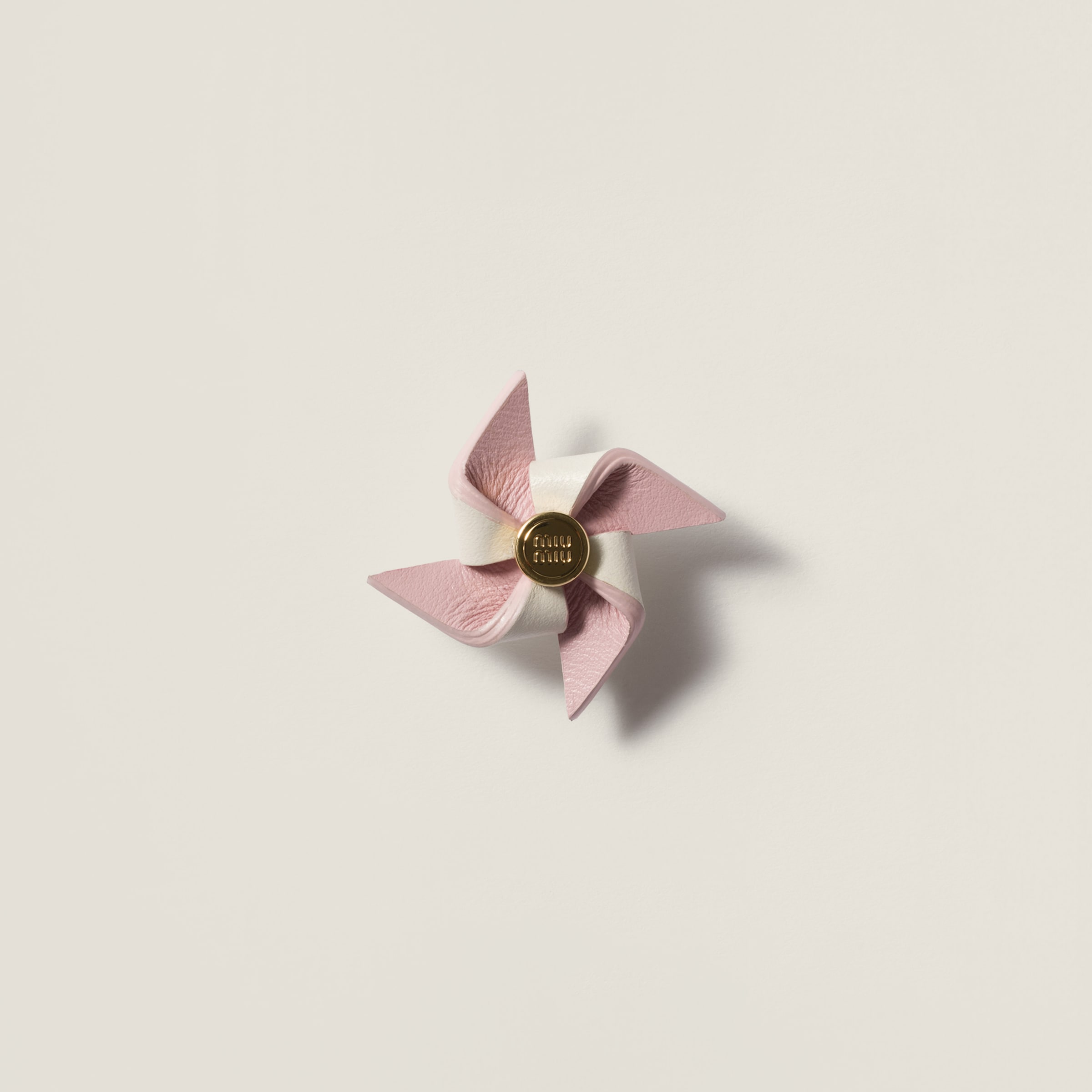 Miu Miu Leather Pinwheel Brooch In Pink