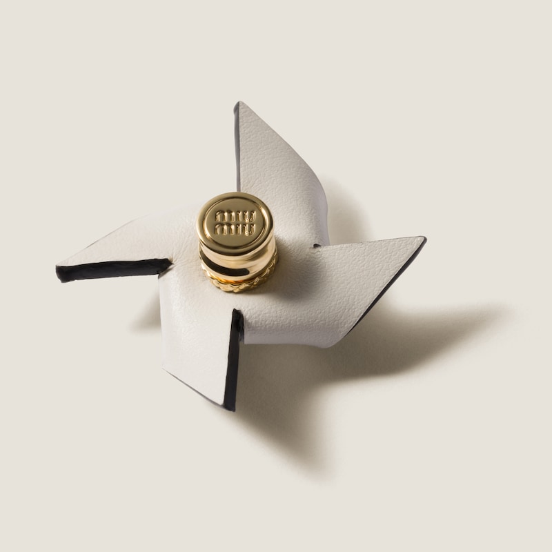 Leather pinwheel brooch