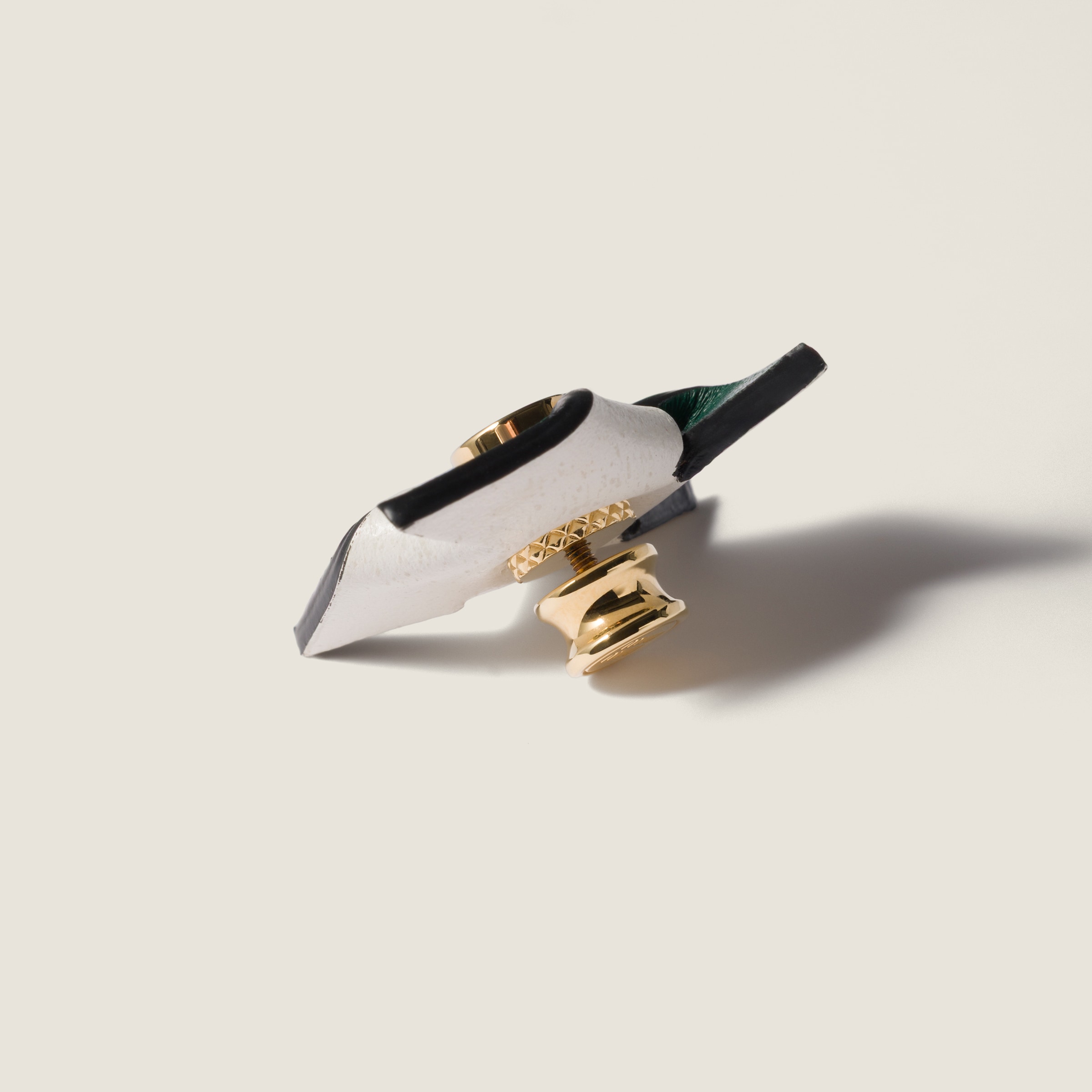 Miu Miu Leather Pinwheel Brooch In Green