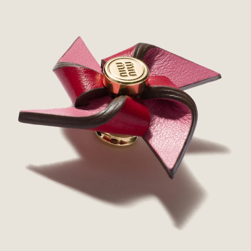 Leather pinwheel brooch