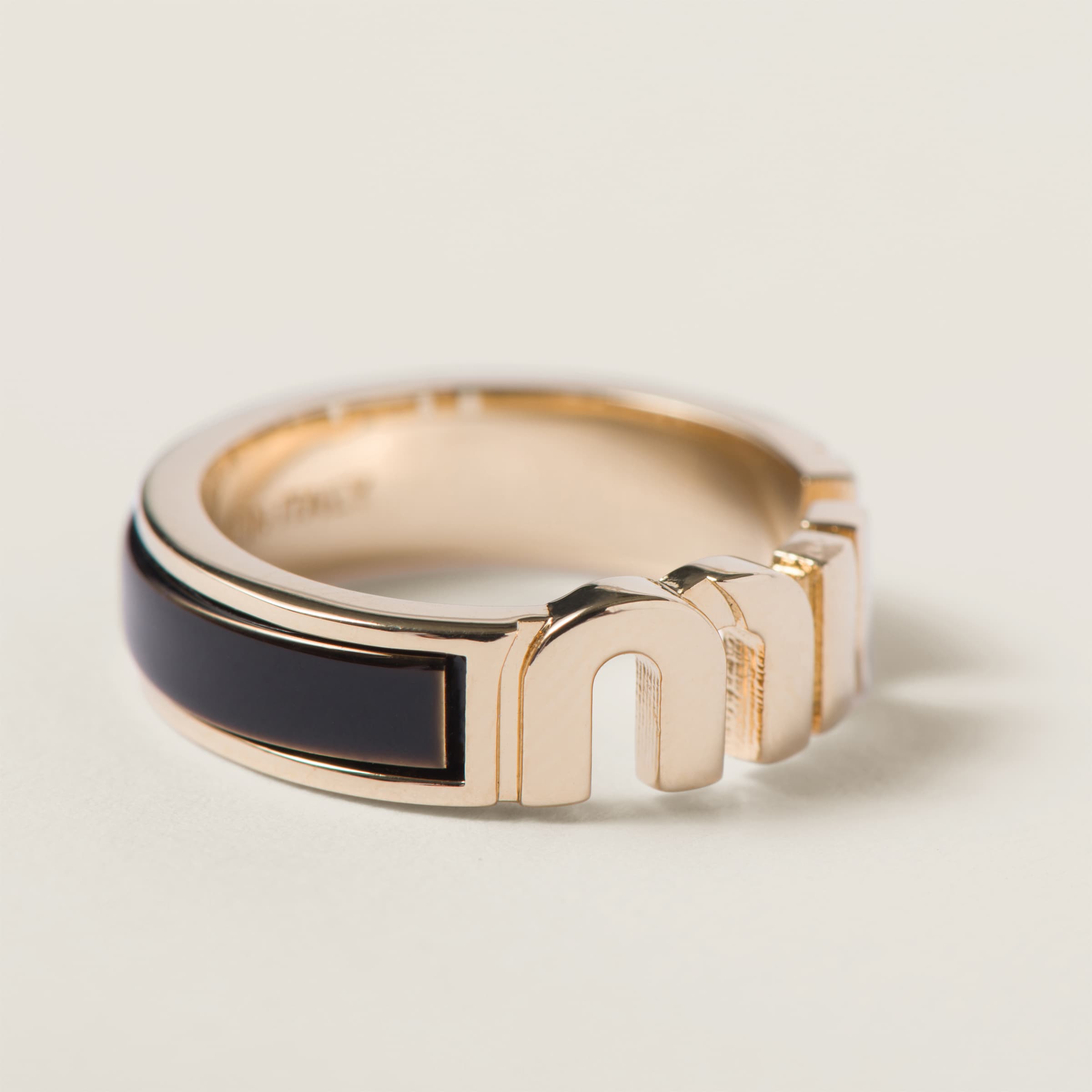 Black Enameled Metal Ring | Miu Miu