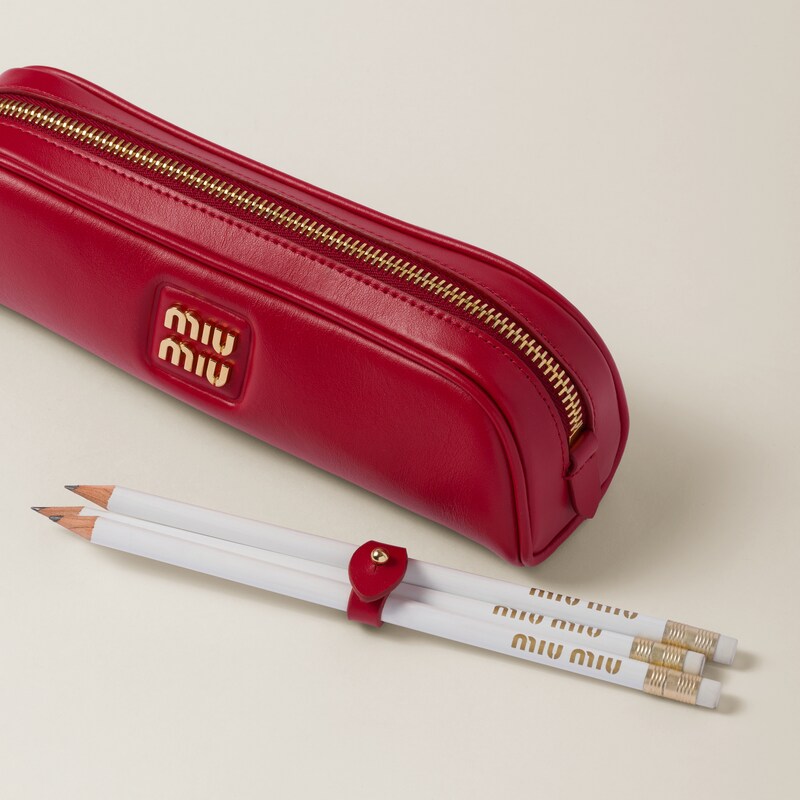 Red leather pencil case Clearance