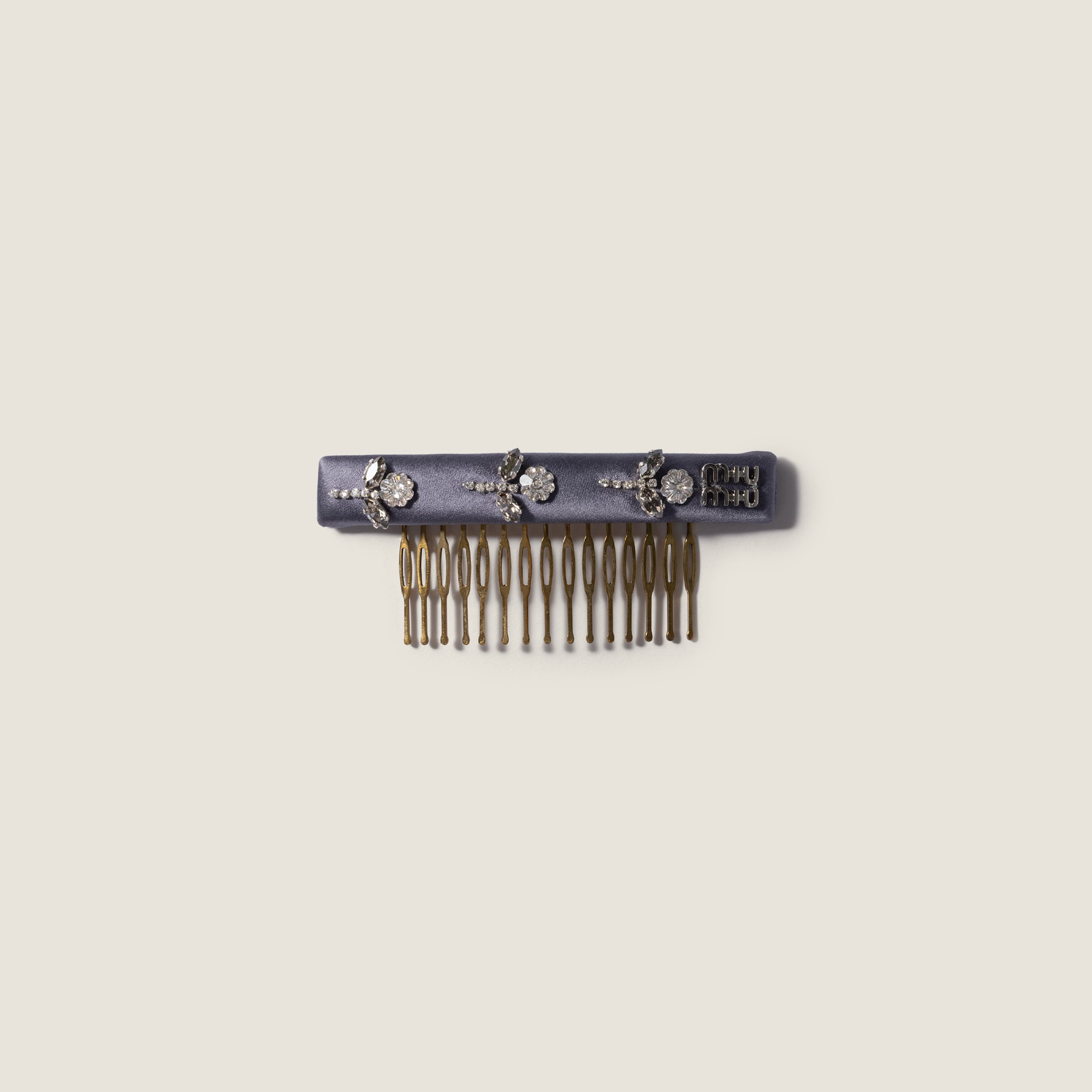 Embroidered duchesse and metal hair clip by Miu Miu