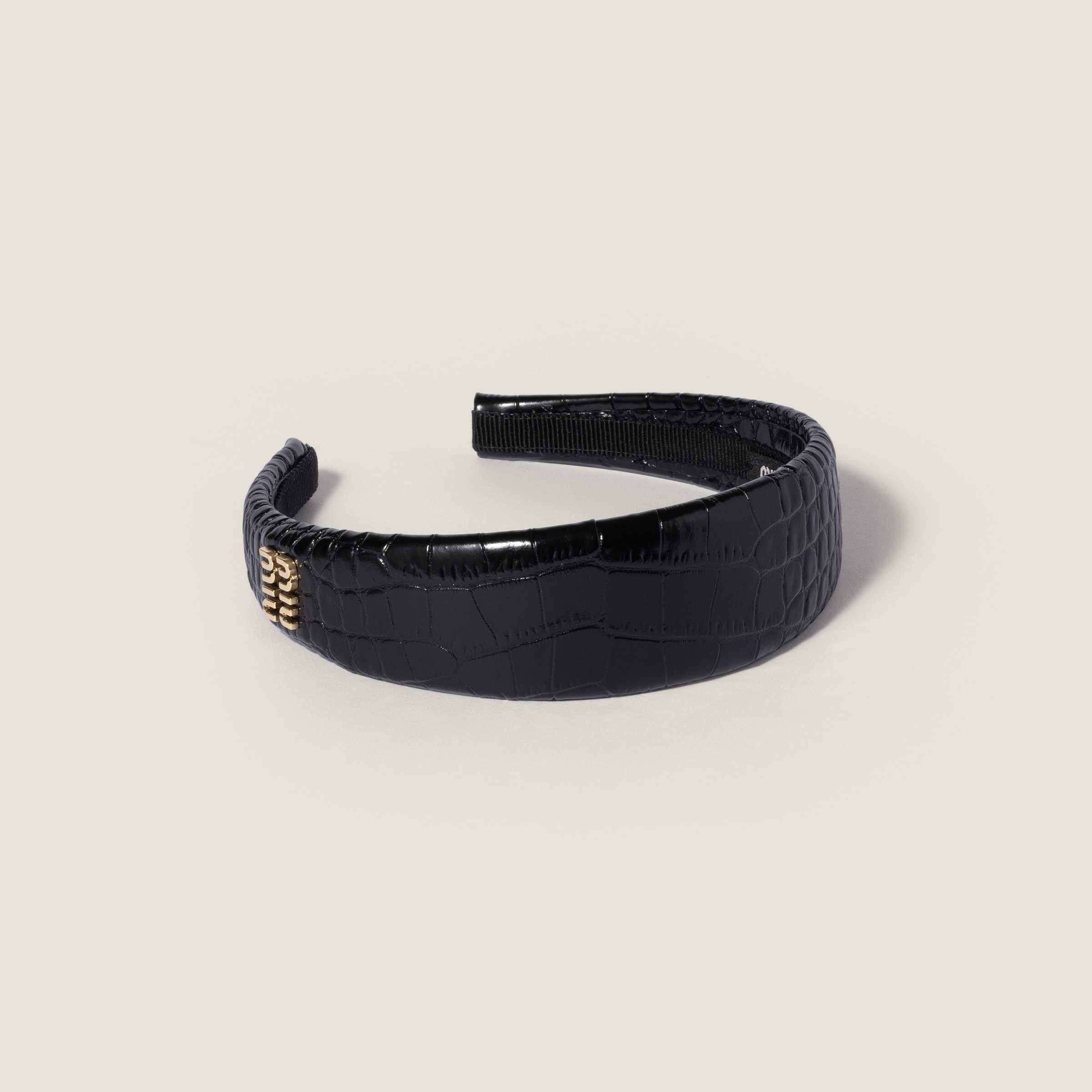 Crocodile embossed calfskin headband by Miu Miu
