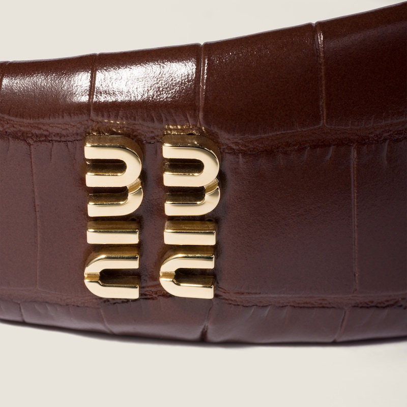 Crocodile embossed calfskin headband