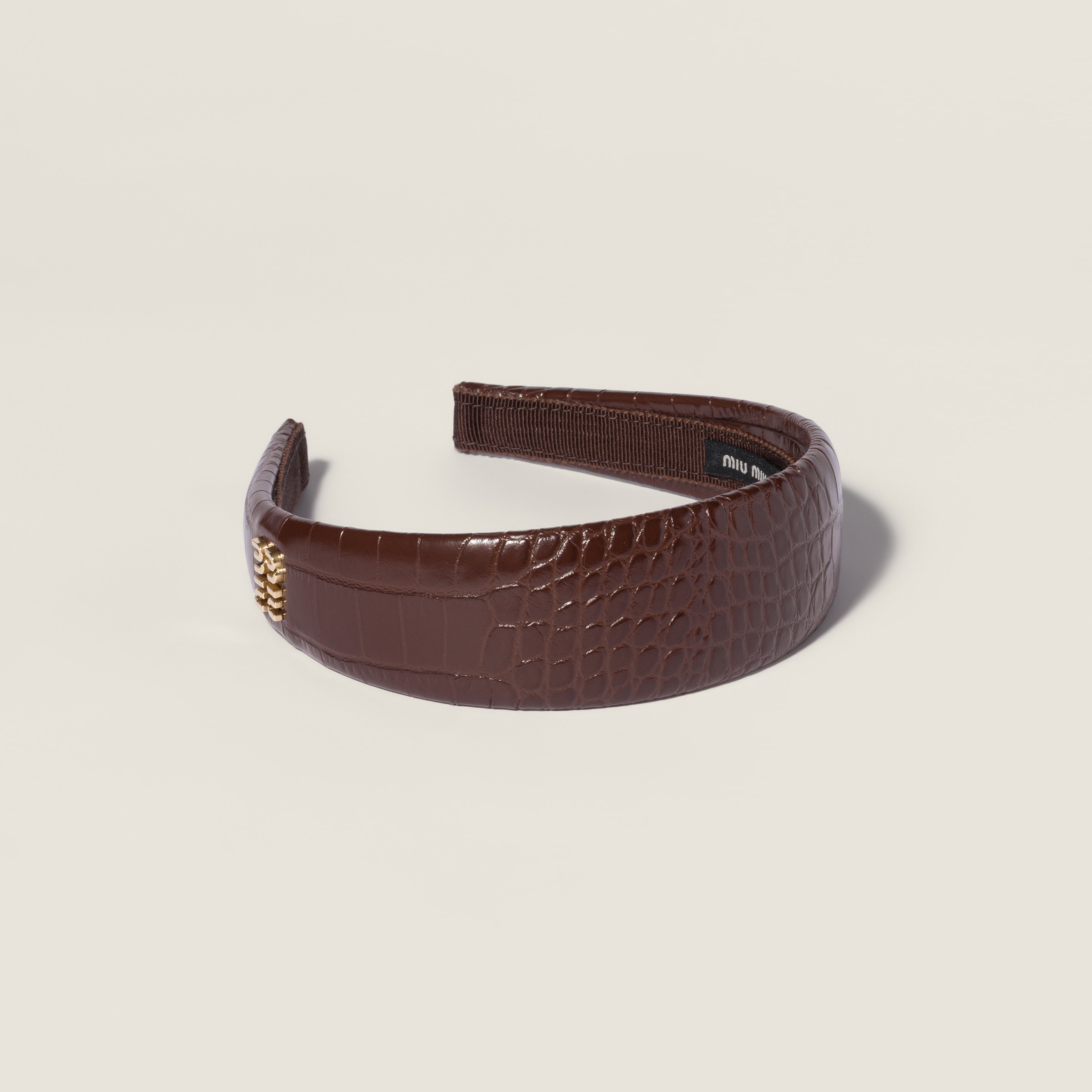 Crocodile embossed calfskin headband by Miu Miu