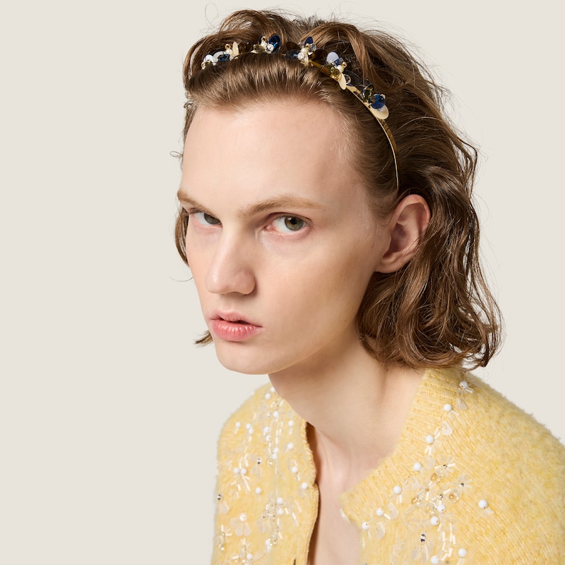 Metal, glass and sequin headband