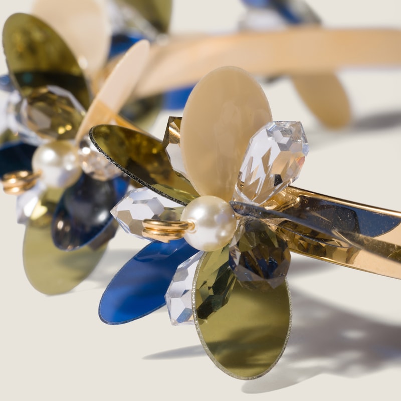 Metal, glass and sequin headband