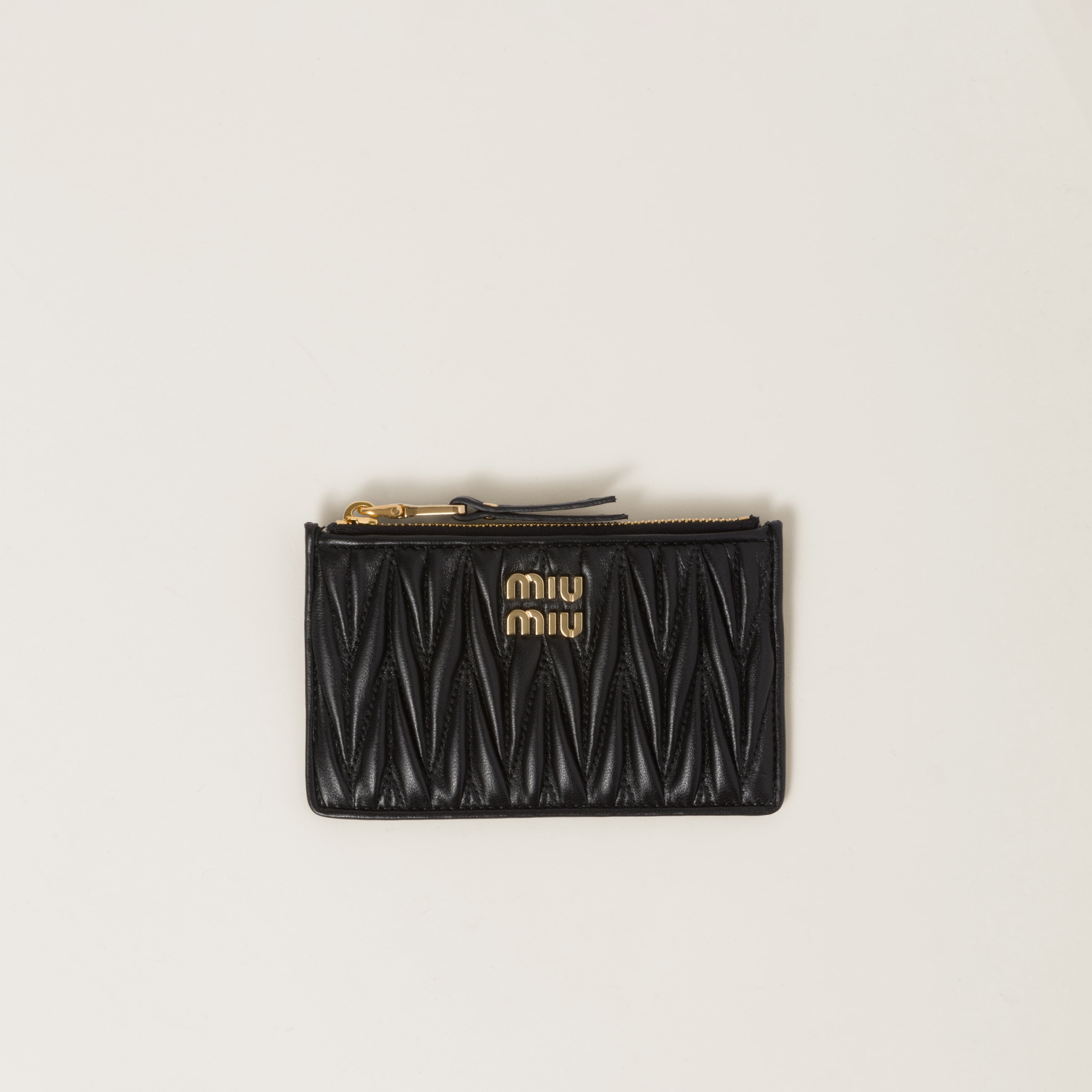 Miu Miu Matelassé Nappa Leather Envelope Wallet In Black