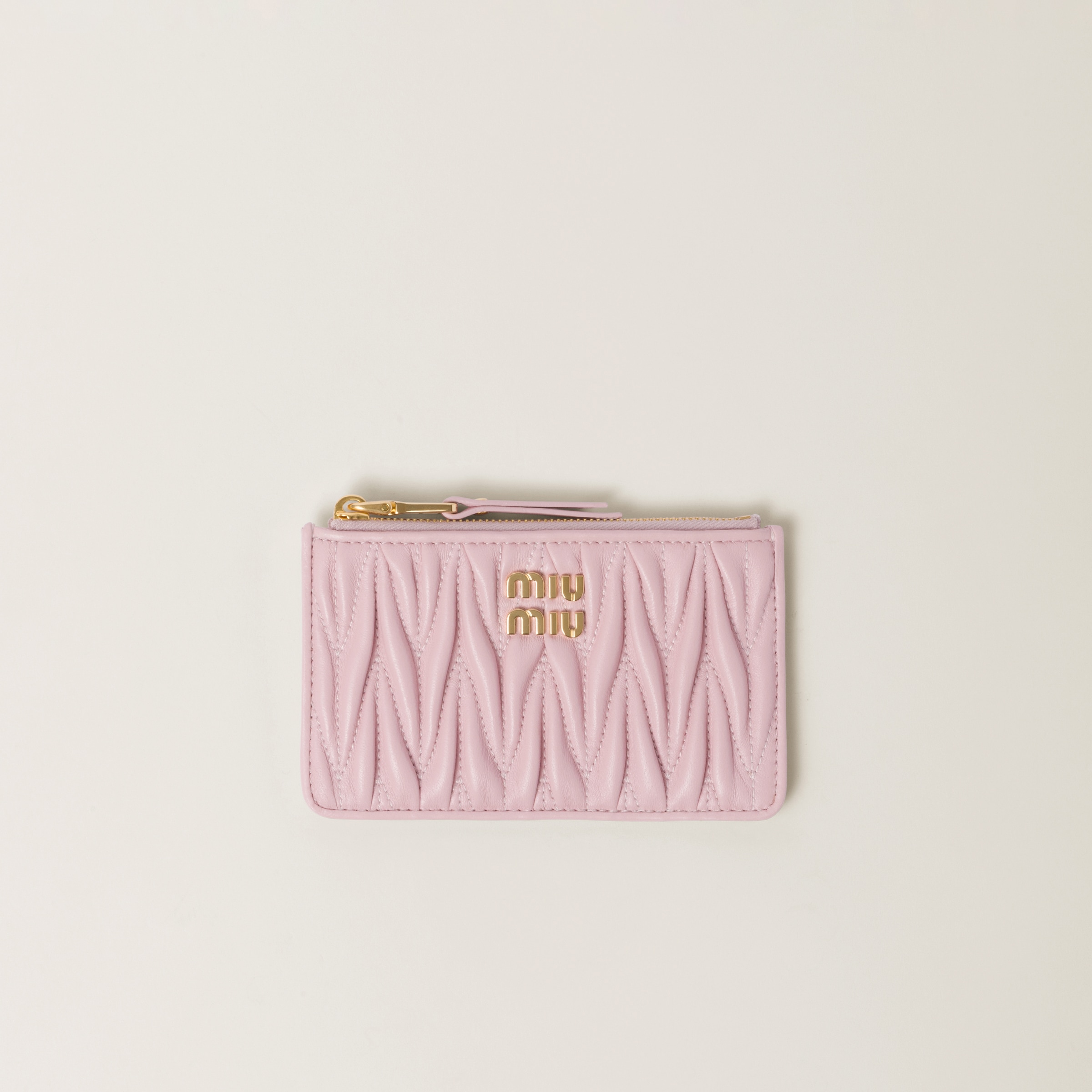 Alabaster Pink Matelasse Nappa Leather Envelope Wallet Miu Miu