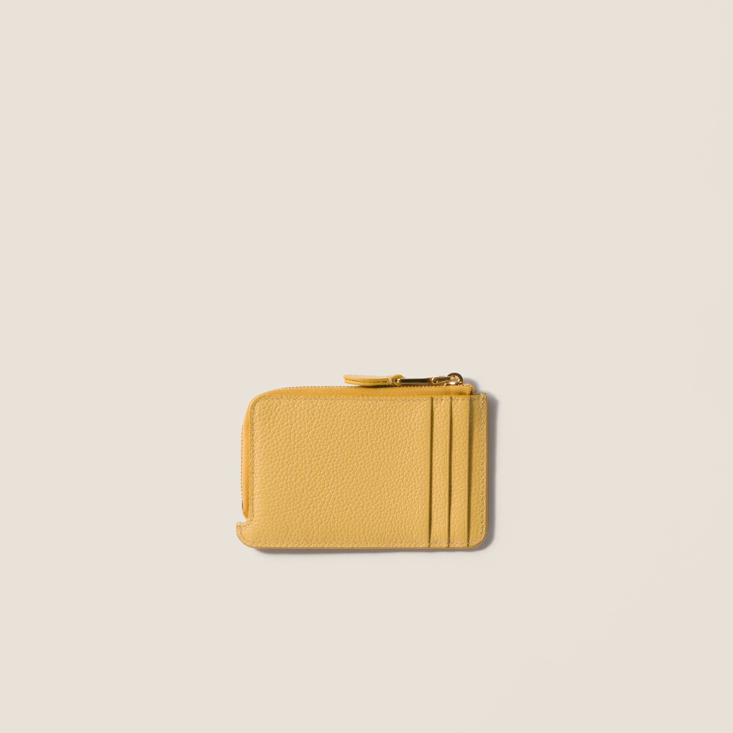 Yellow Leather Pouch Card Holder | Miu Miu - United States