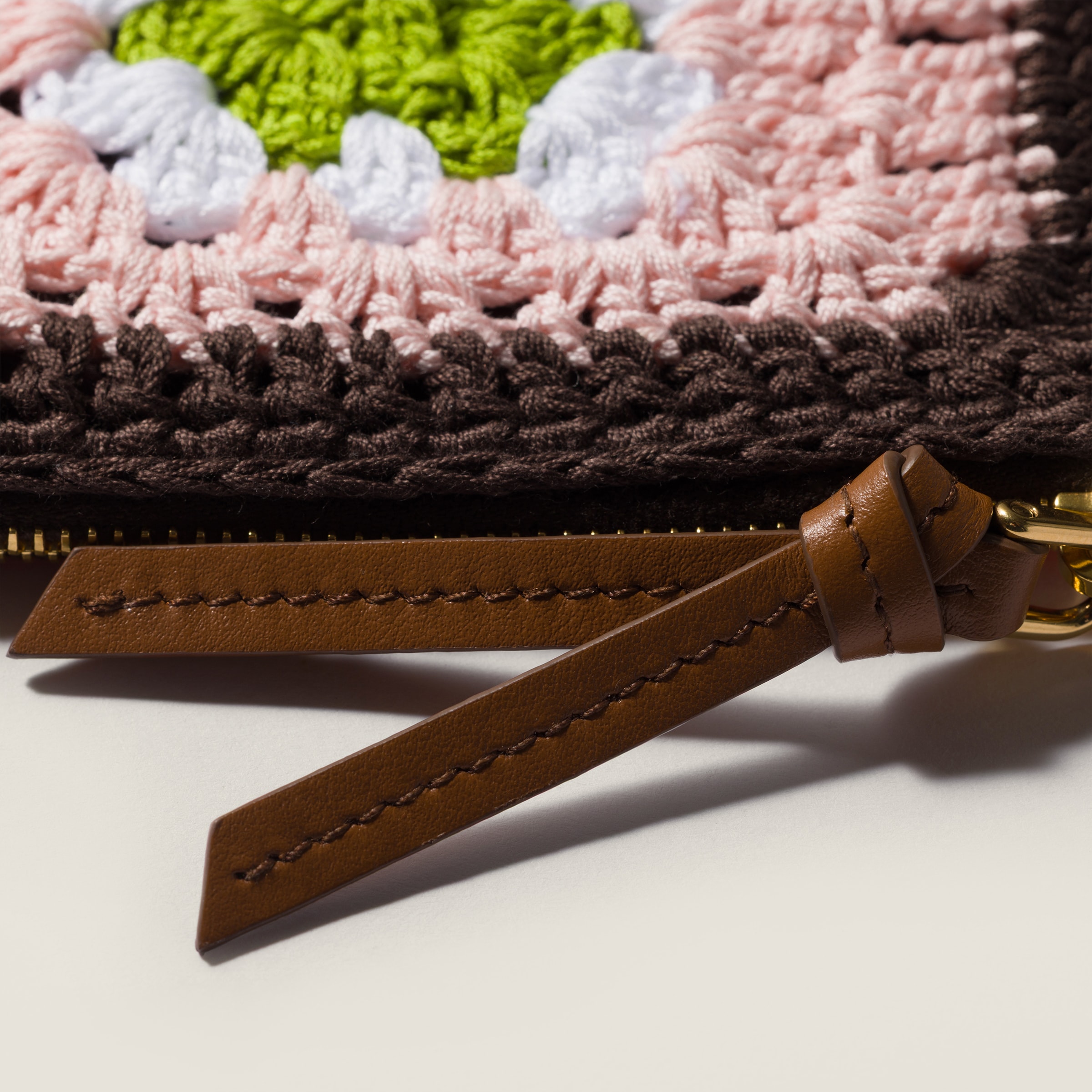 Ark Brown/orange Crochet Zipper Pouch | Miu Miu - Singapore
