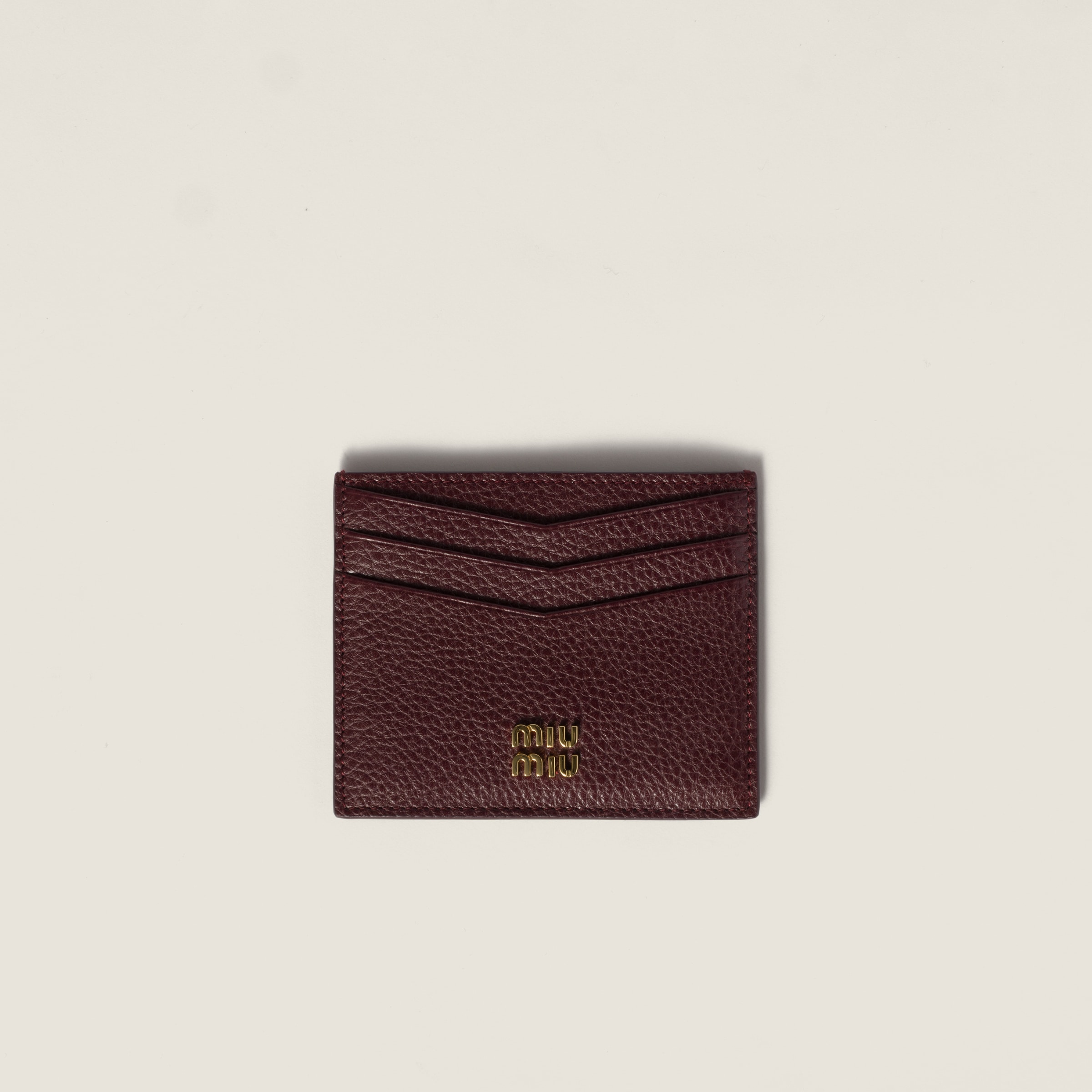 Porte-cartes En Cuir Bordeaux | Miu Miu