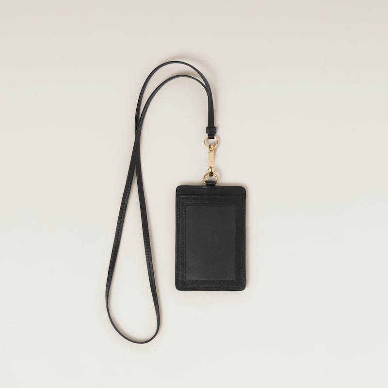 Matelassé nappa leather badge holder