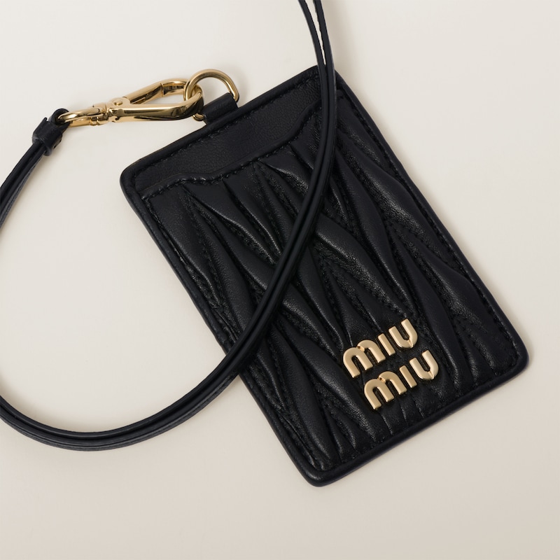 Matelassé nappa leather badge holder