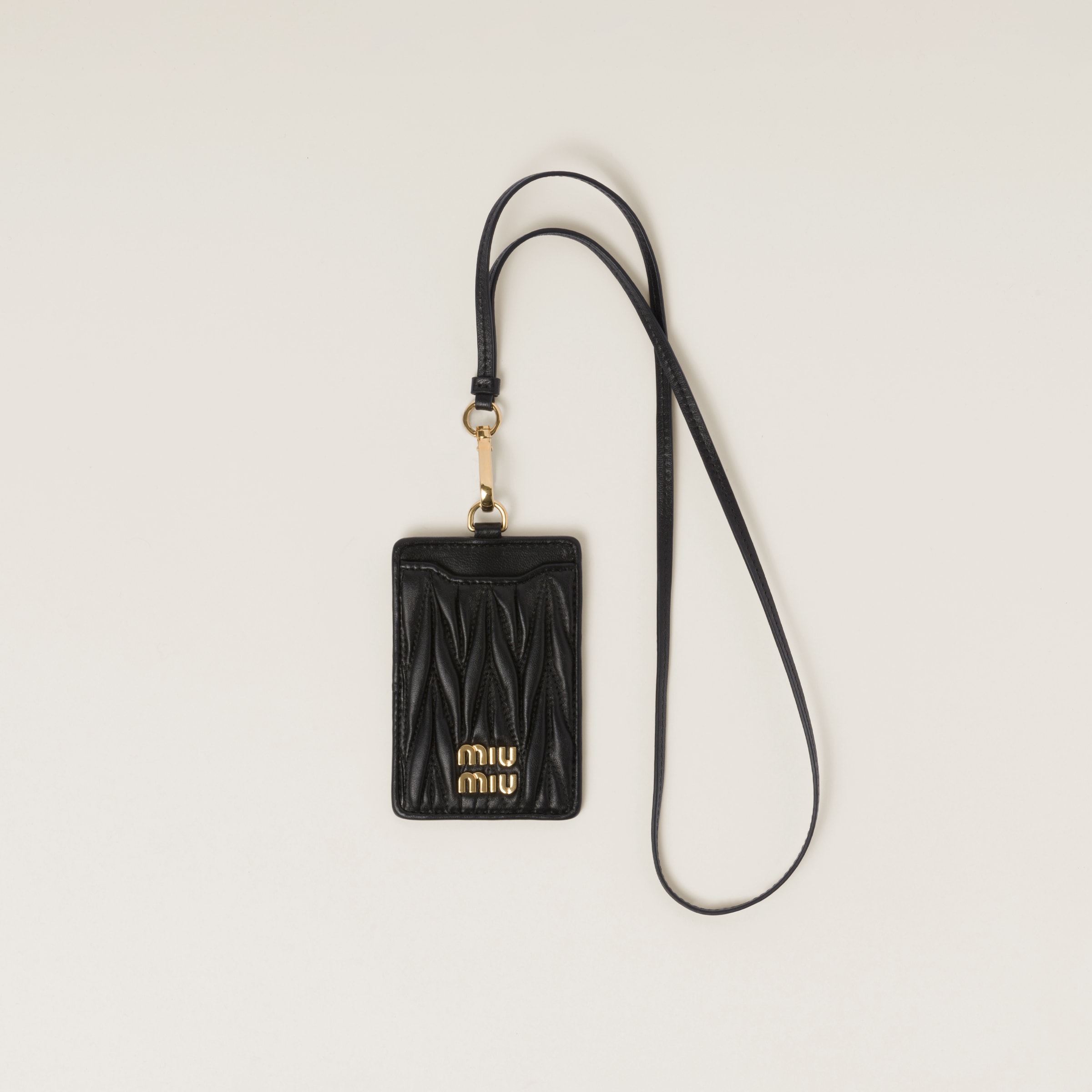 Matelassé nappa leather badge holder