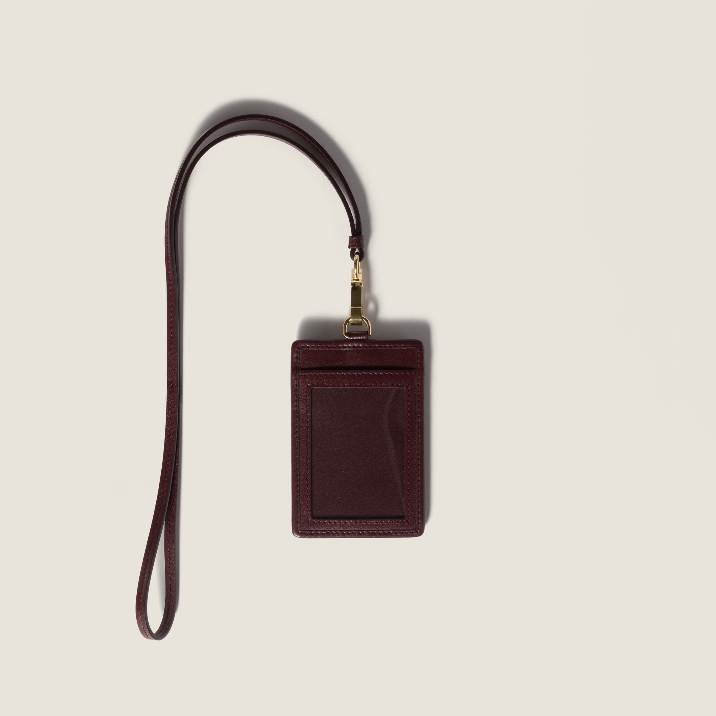 Burgundy Matelassé Nappa Leather Badge Holder | Miu Miu - United