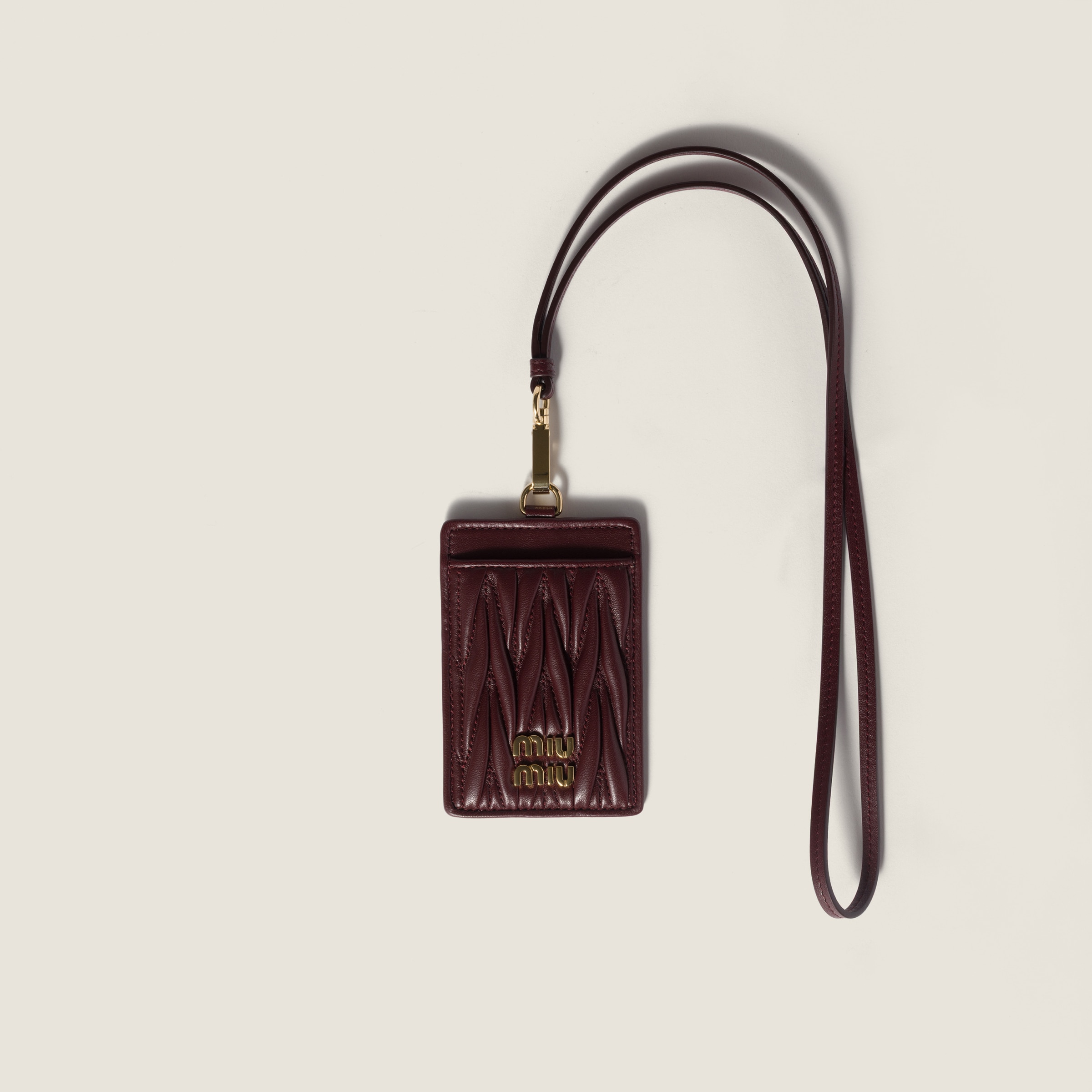 Matelassé nappa leather badge holder