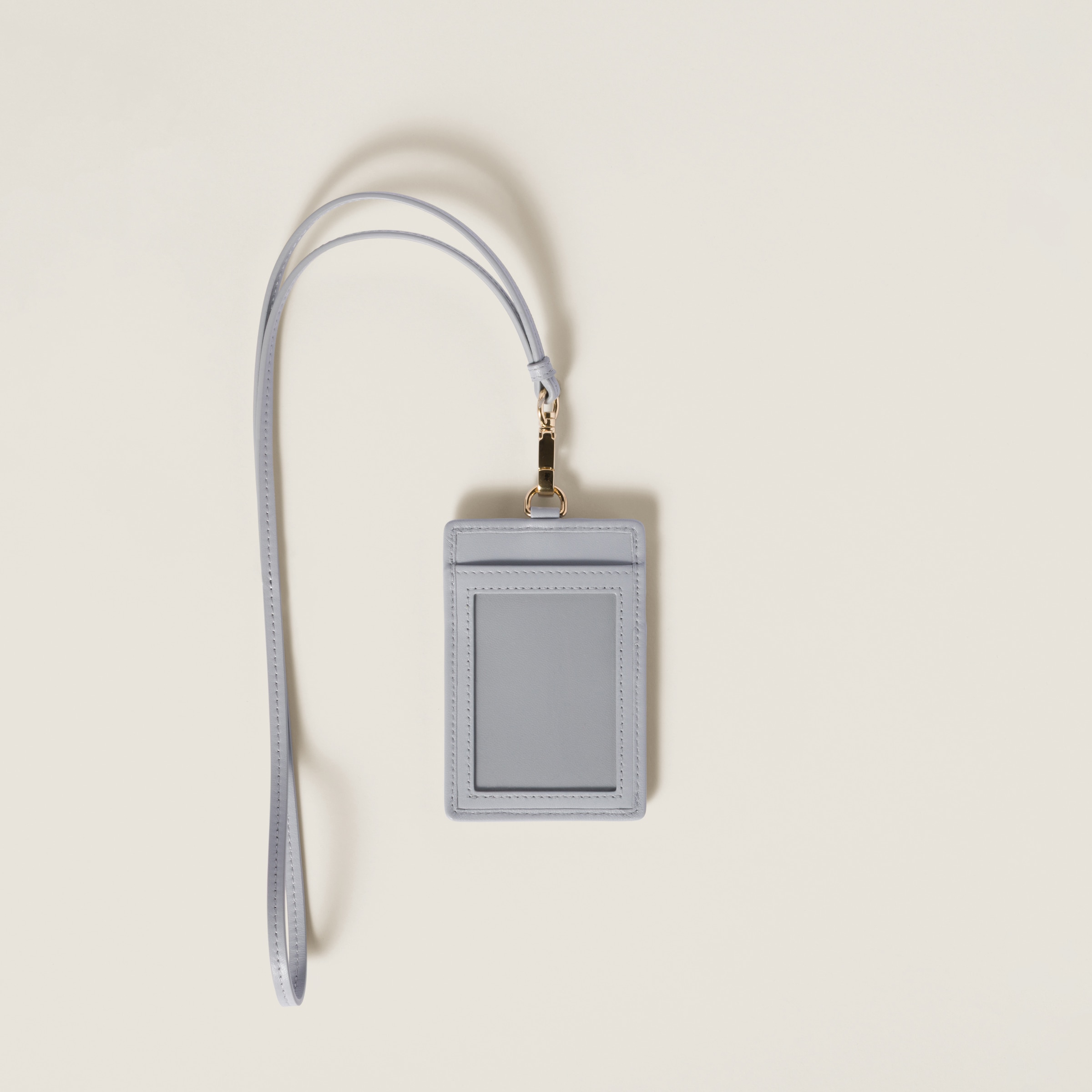 Pearl Gray Matelassé Nappa Leather Badge Holder | Miu Miu - United