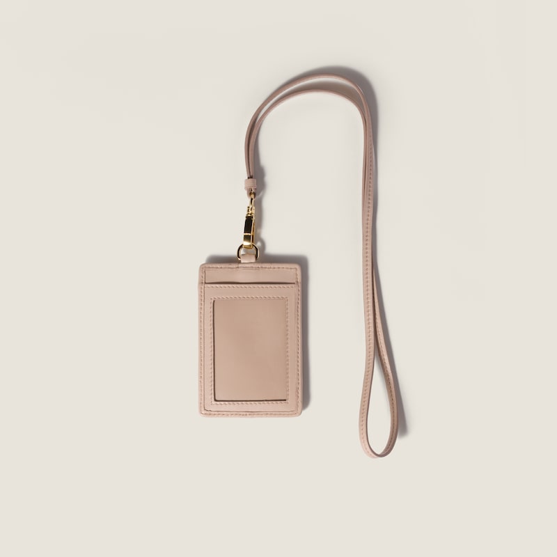 Matelassé nappa leather badge holder