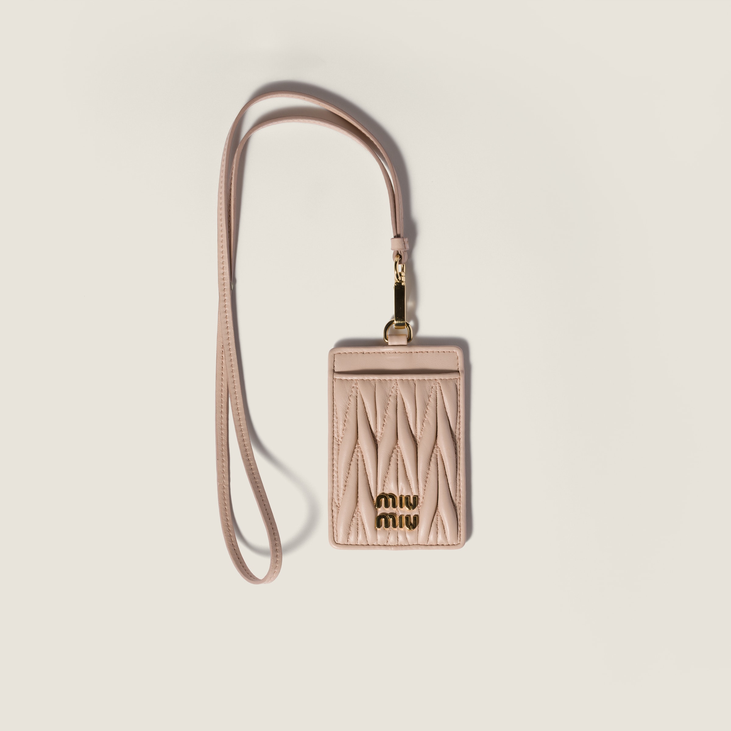 Matelassé nappa leather badge holder