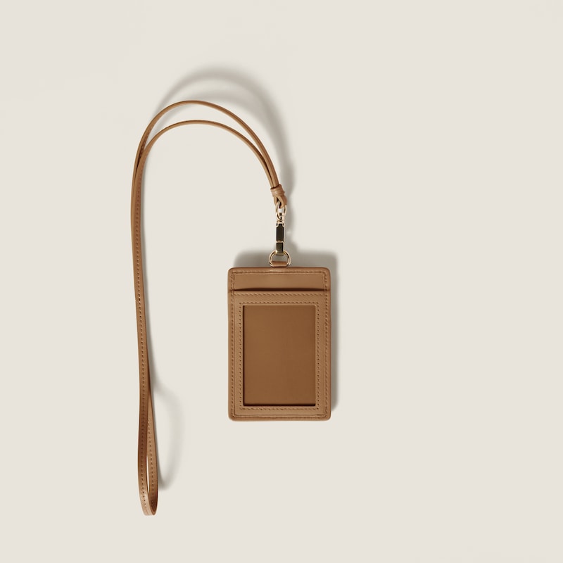 Matelassé nappa leather badge holder