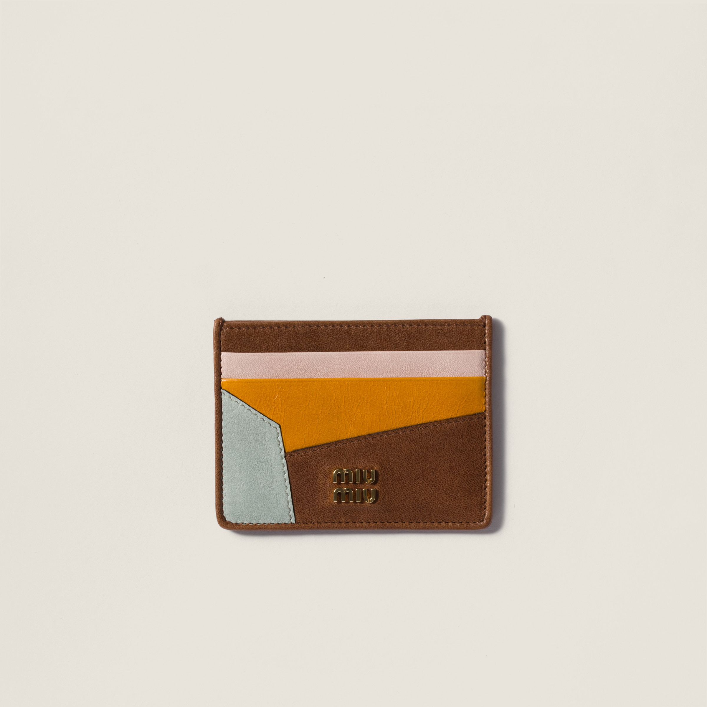 Oak Small Leather Patchwork Wallet | Miu Miu