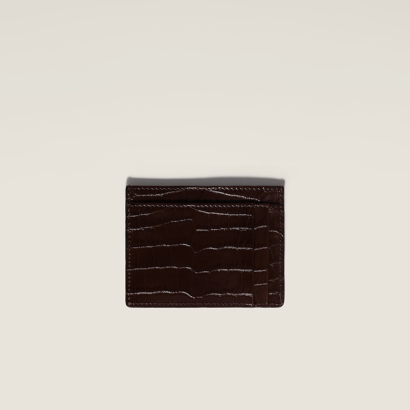Porte-cartes en cuir à imprimé croco