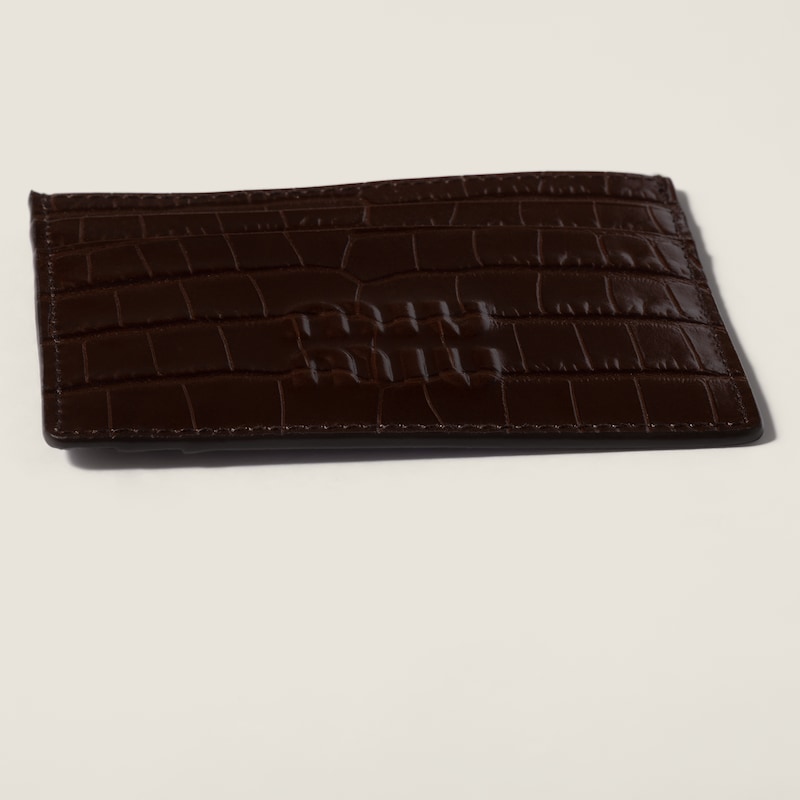 Porte-cartes en cuir à imprimé croco