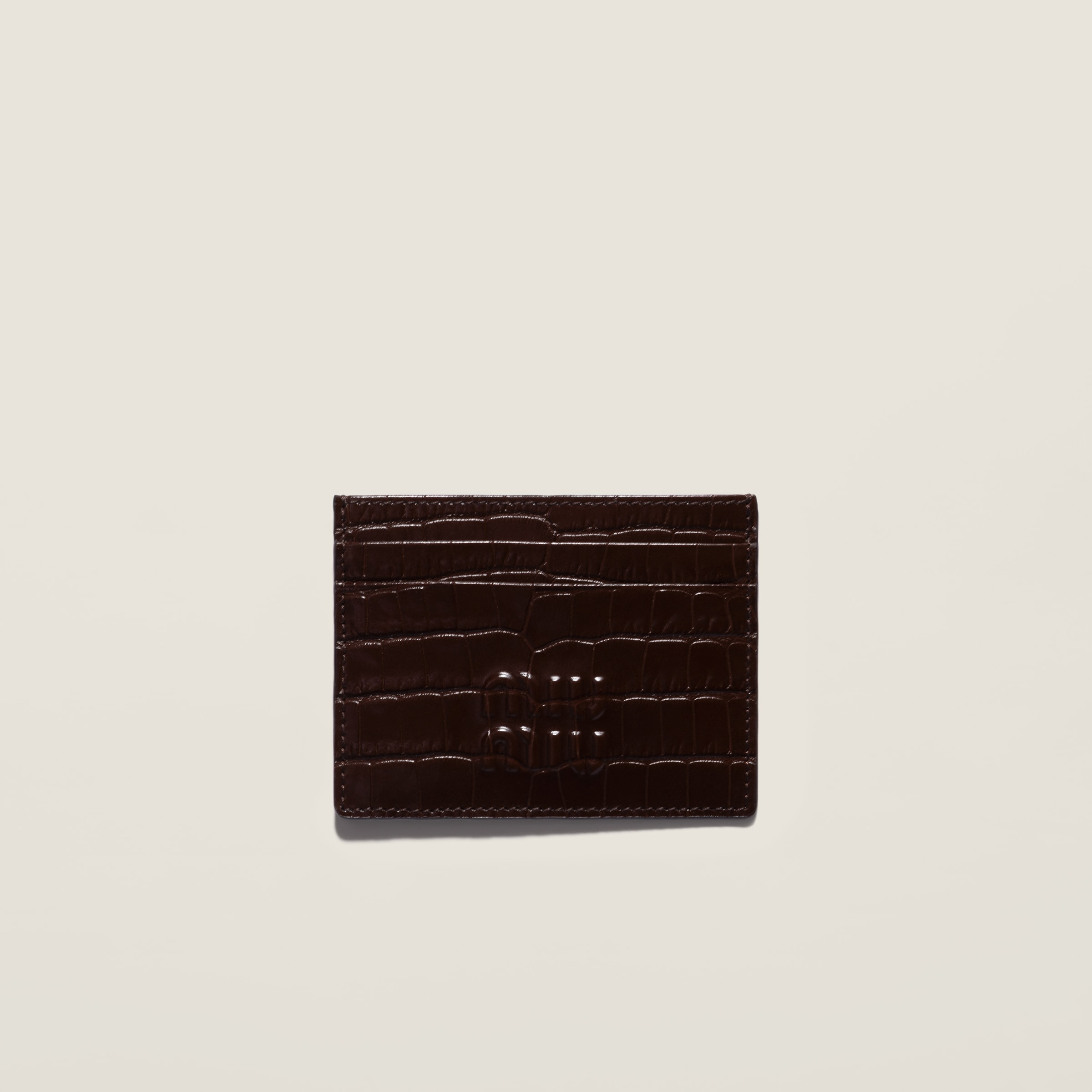 Crocodile embossed calfskin card holder by Miu Miu