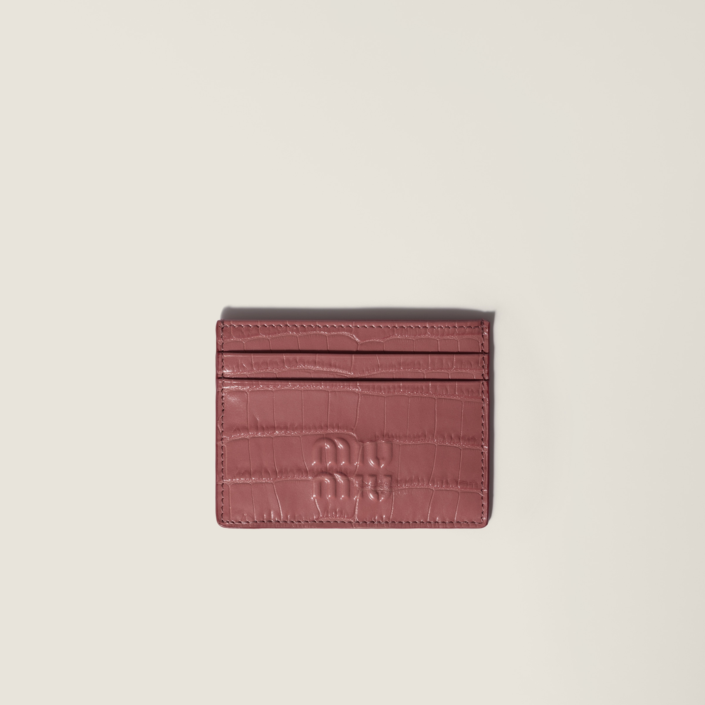 Crocodile embossed calfskin card holder by Miu Miu