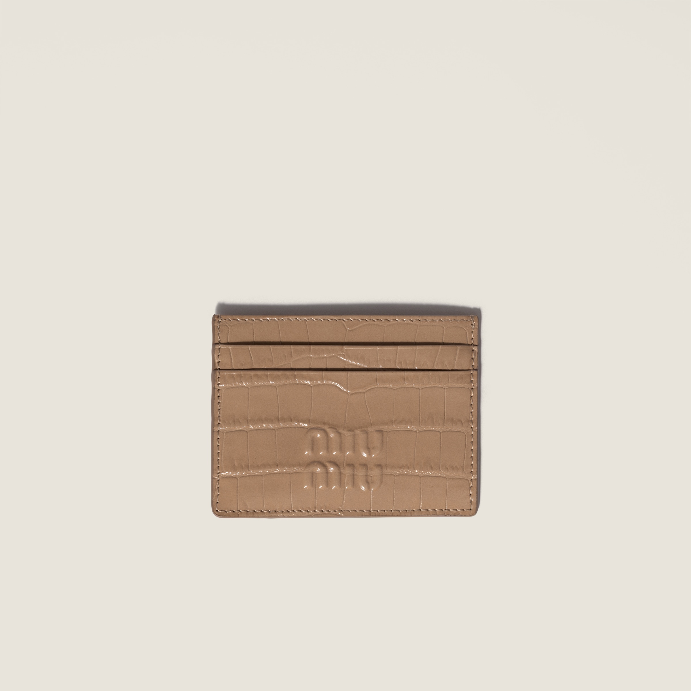 Crocodile embossed calfskin card holder by Miu Miu