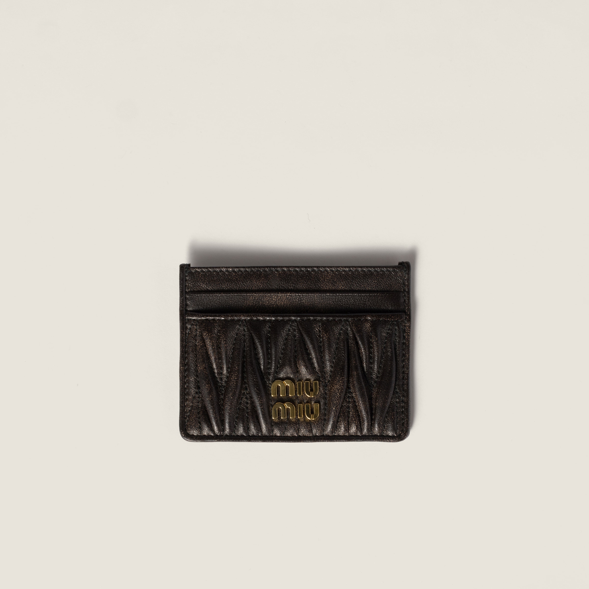 Coffee Matelassé Nappa Leather Card Holder | Miu Miu