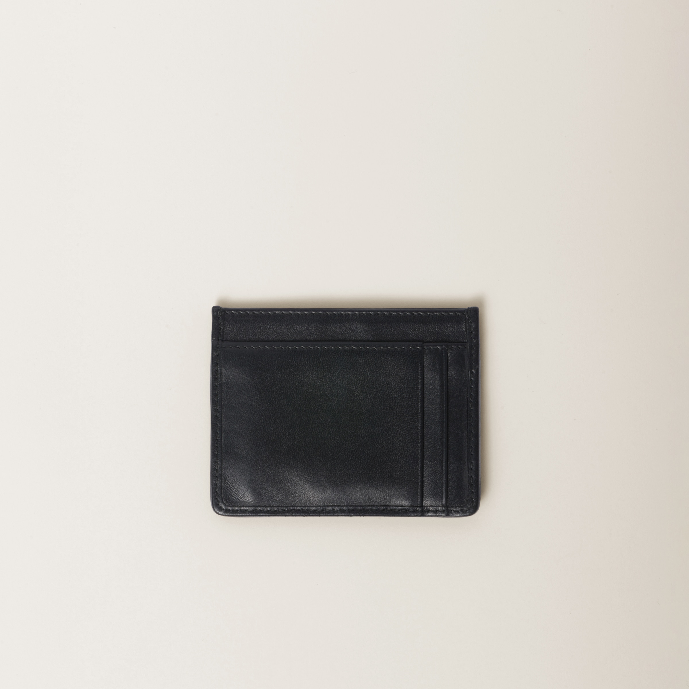 Black Matelassé Nappa Leather Card Holder | Miu Miu