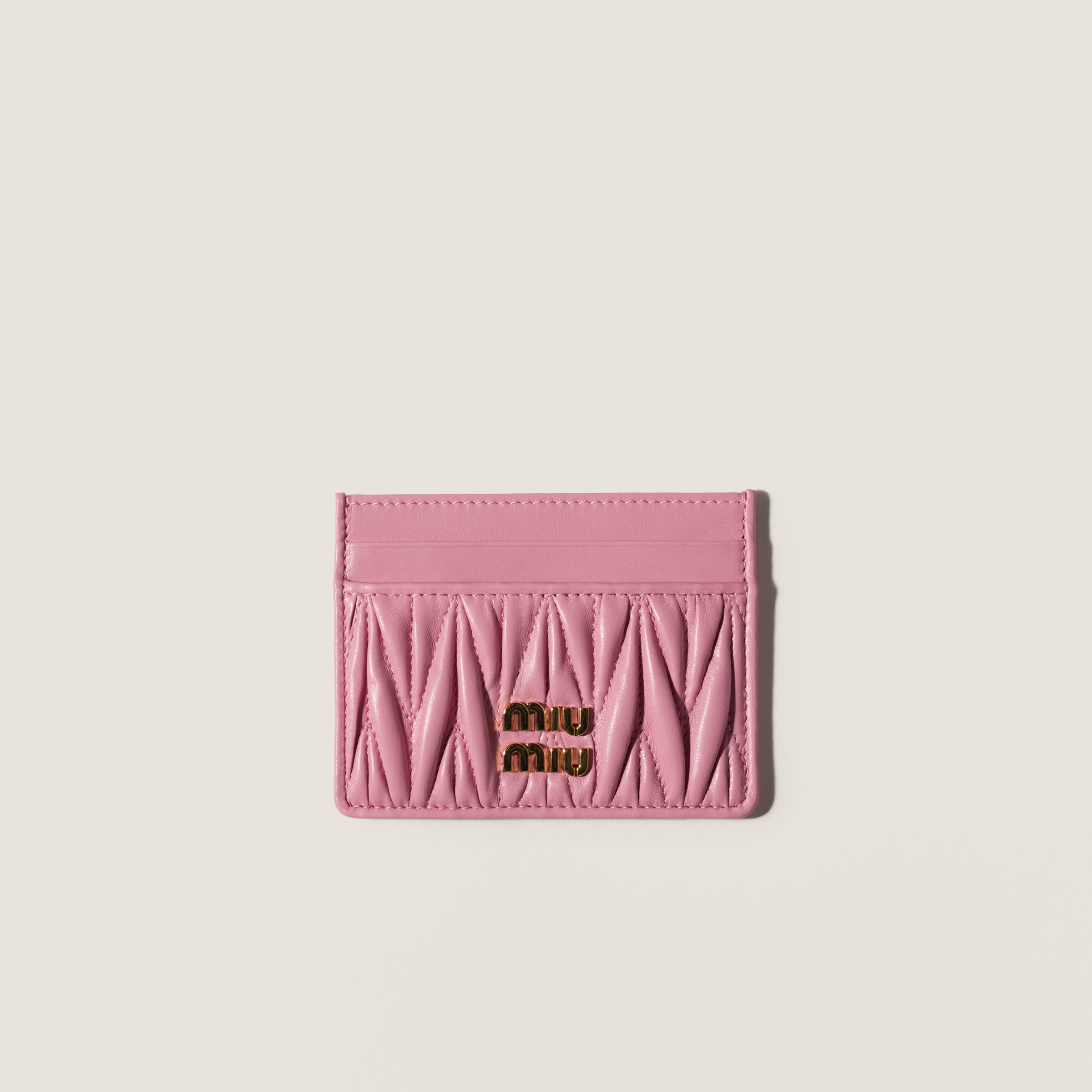 Matelassé nappa leather card holder