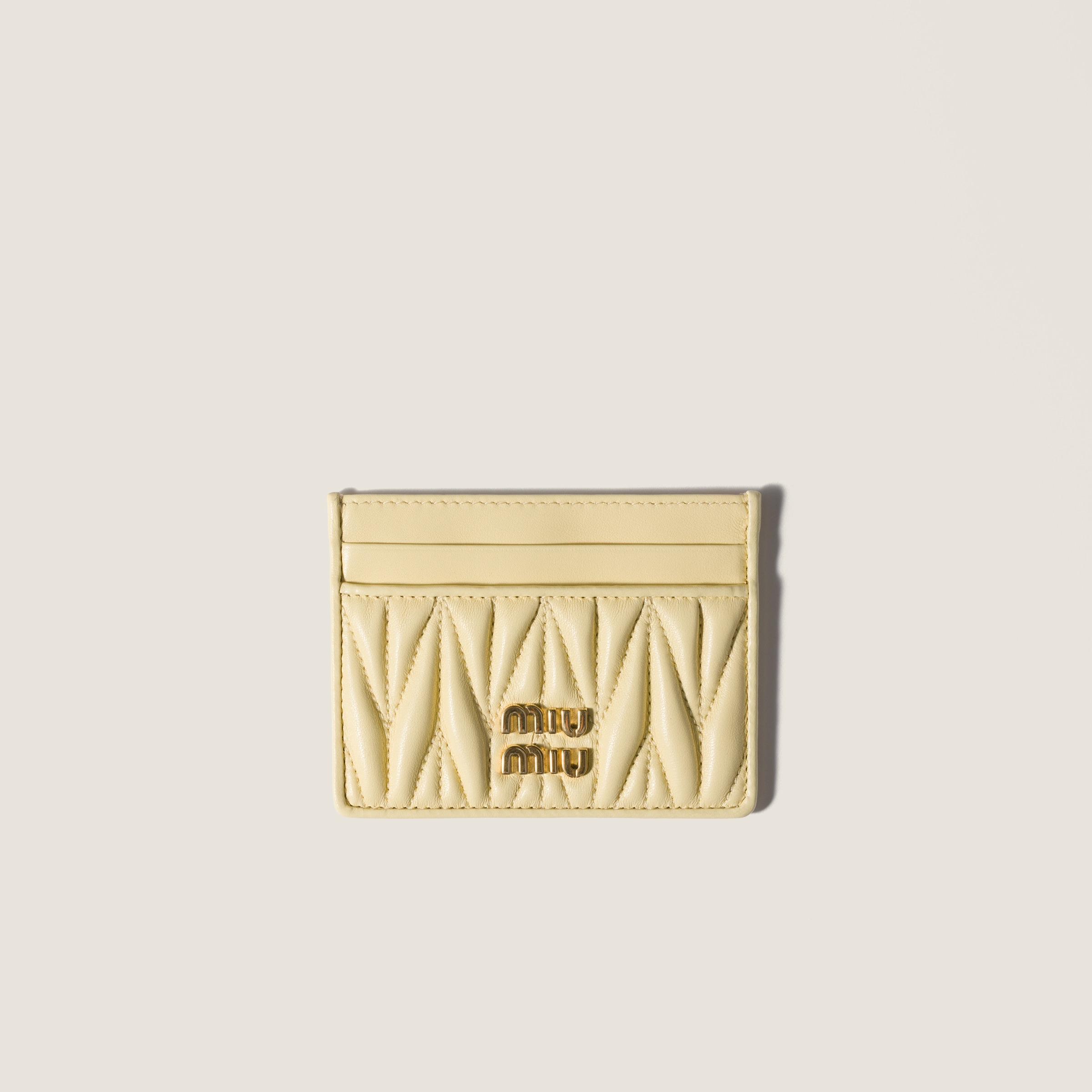Matelassé nappa leather card holder from Miu Miu - $440