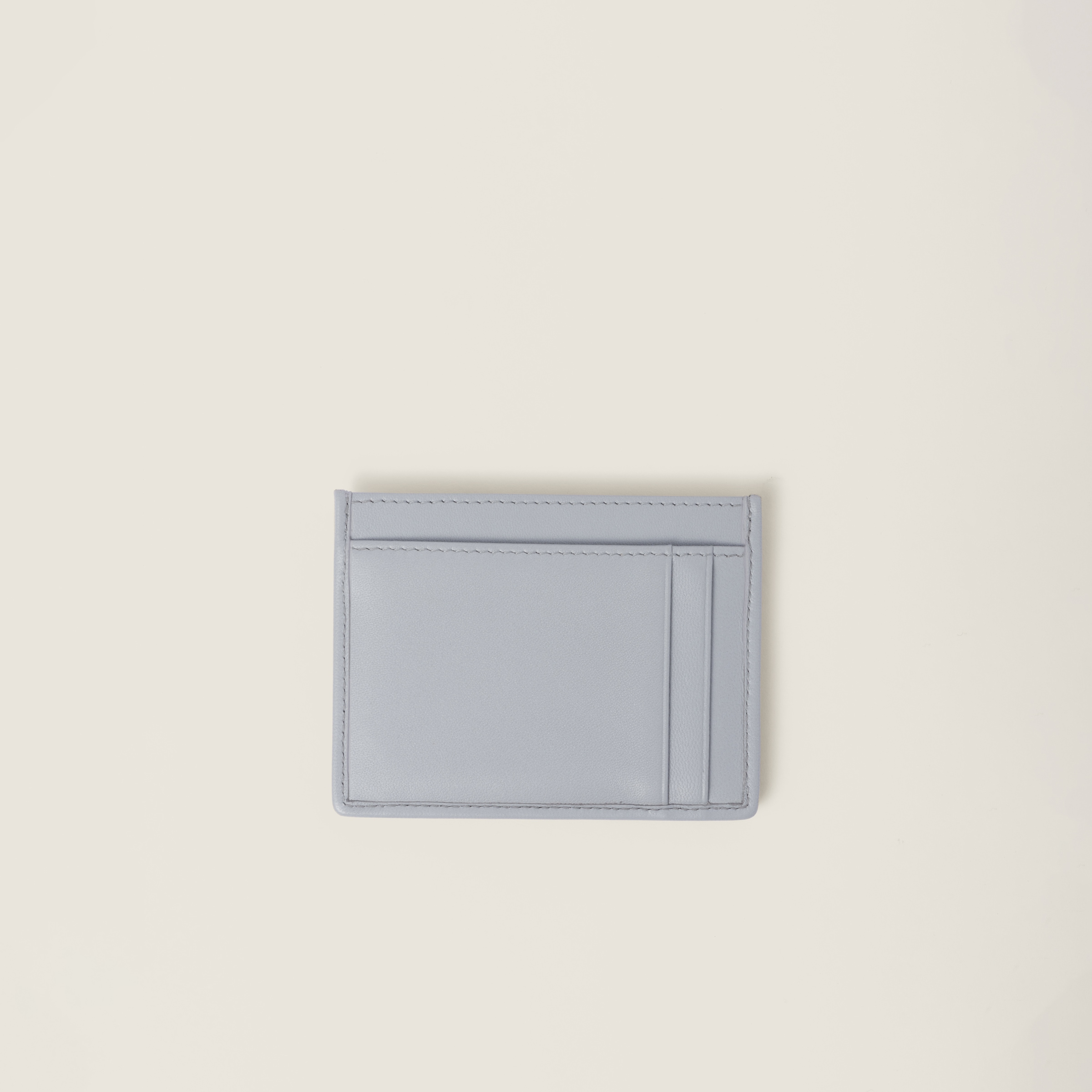 Pearl Gray Matelassé Nappa Leather Card Holder | Miu Miu - United