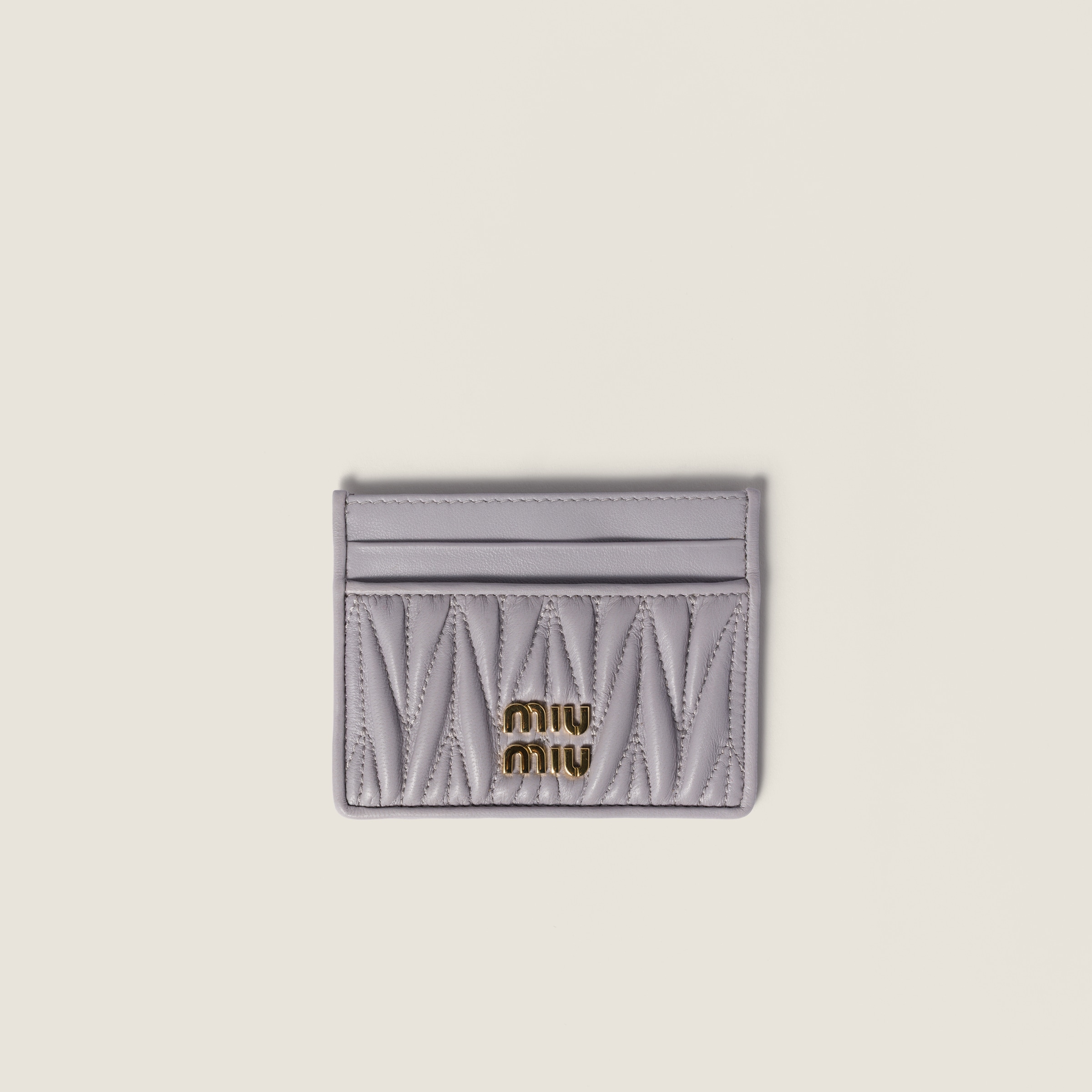Matelassé nappa leather card holder