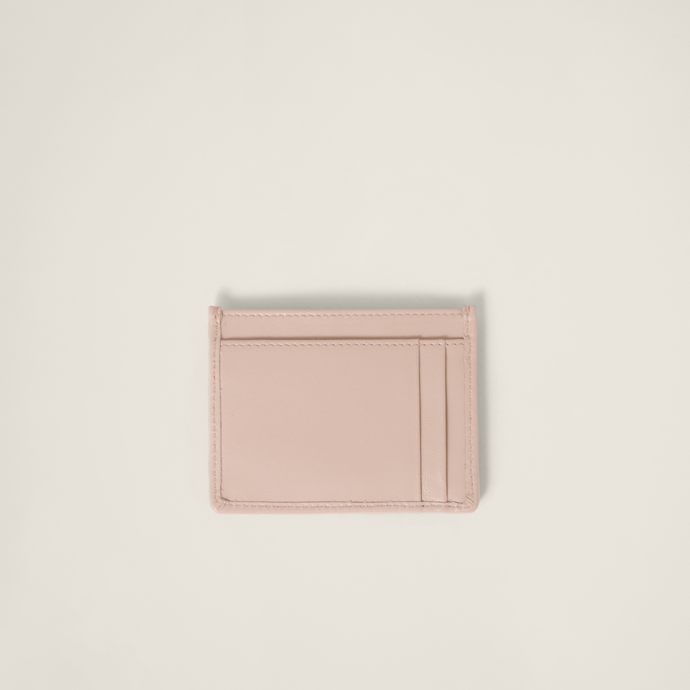 Powder Pink Matelassé Nappa Leather Card Holder | Miu Miu