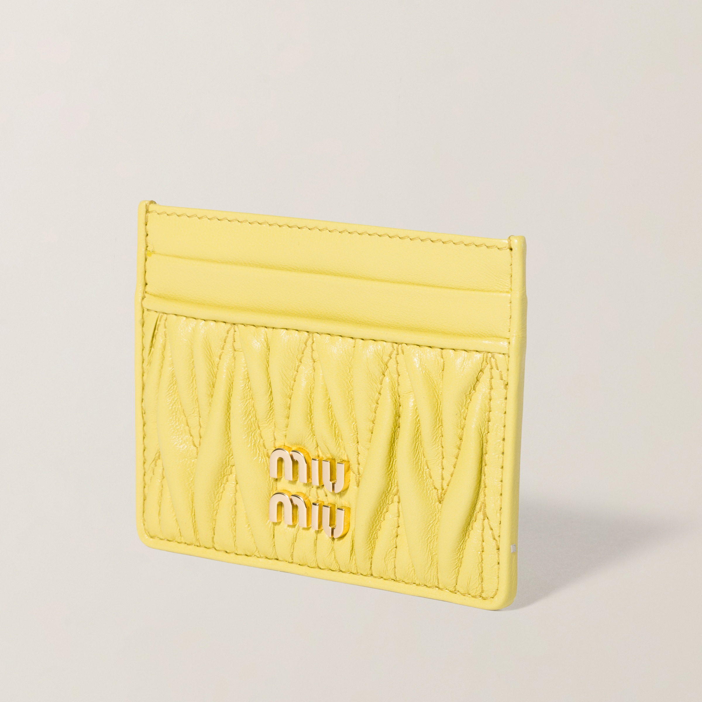 小物 miu miu leather wallet pastel yellow Yellow Small Leather Wallet | Miu Miu