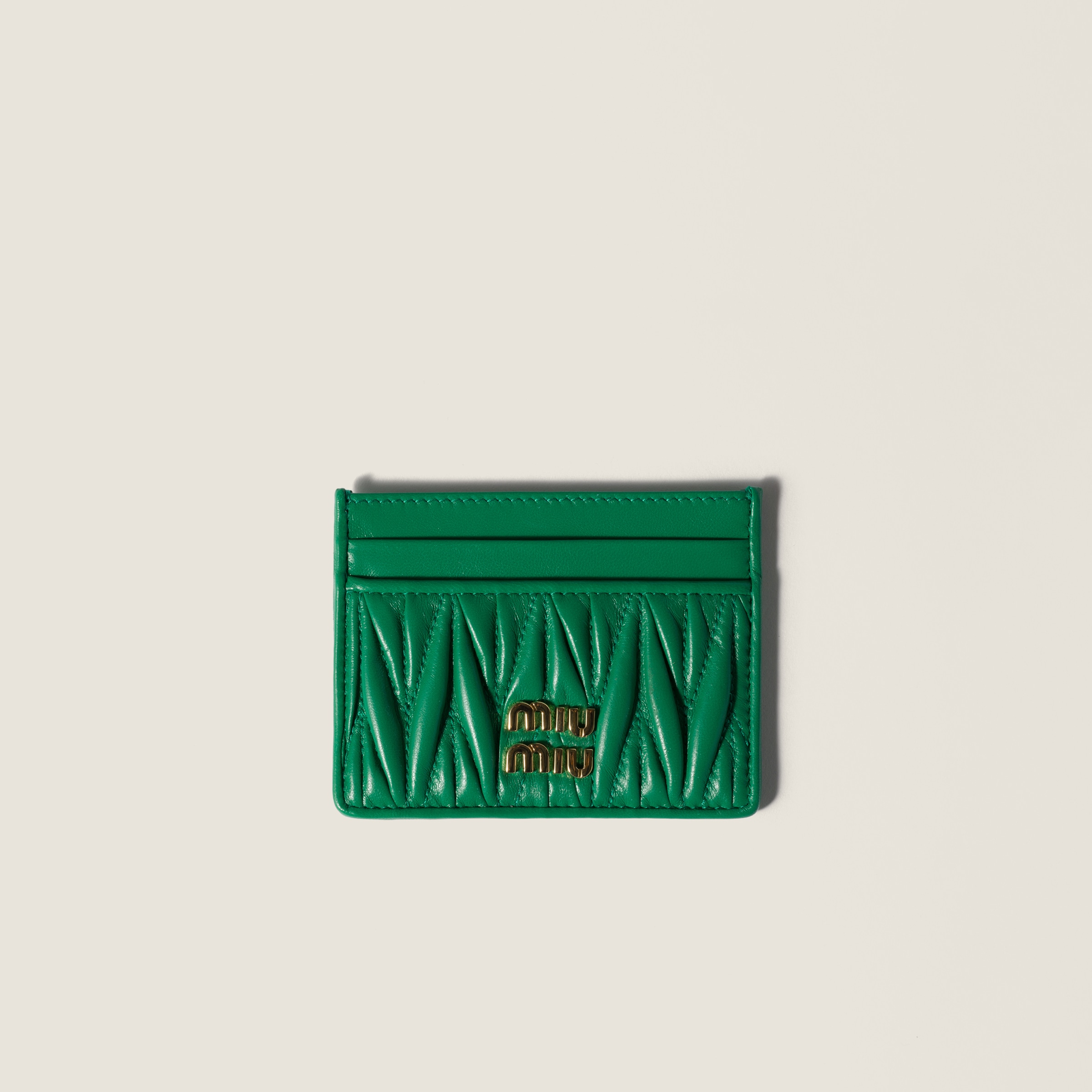 Matelassé nappa leather card holder from Miu Miu - $440