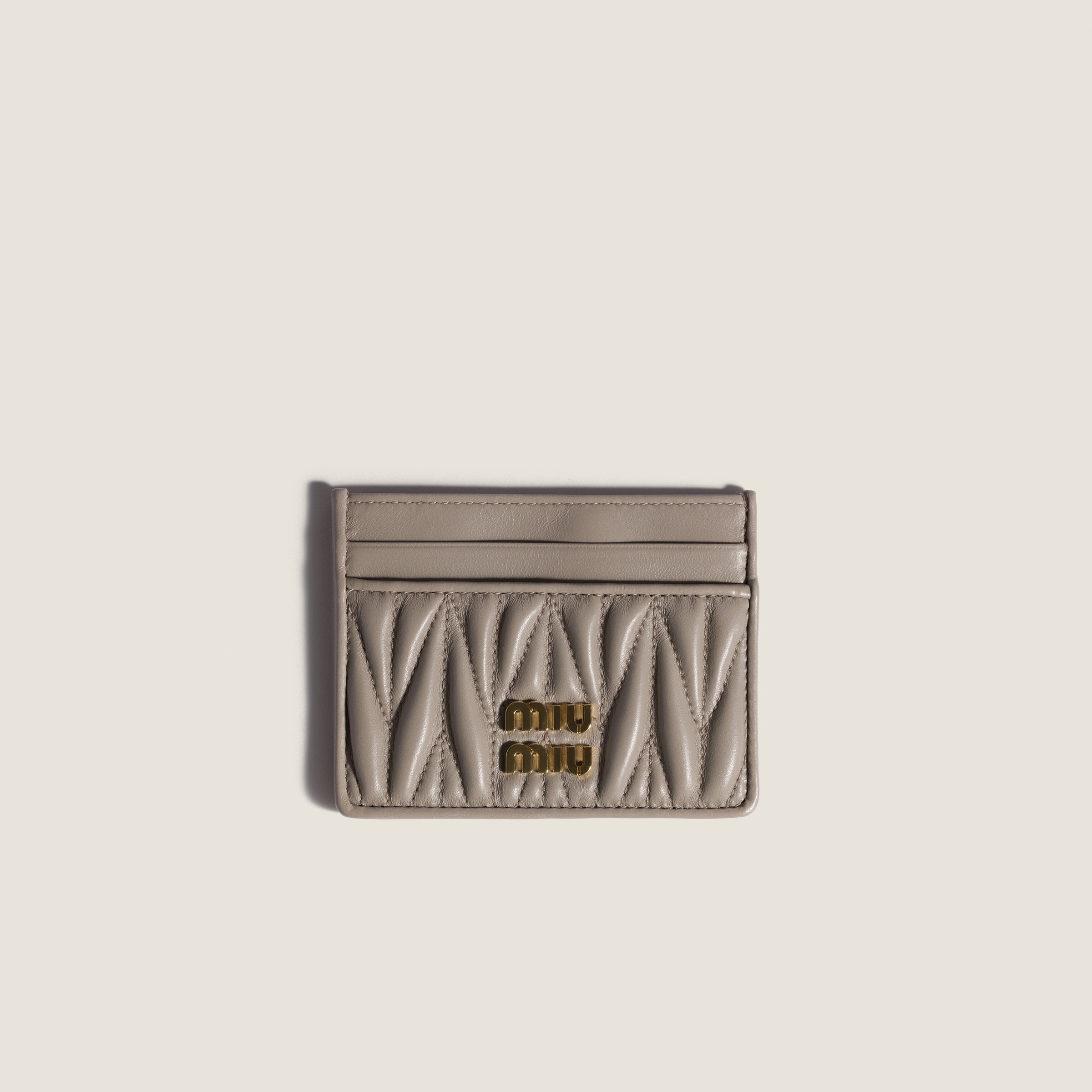 Matelassé nappa leather card holder from Miu Miu - $440
